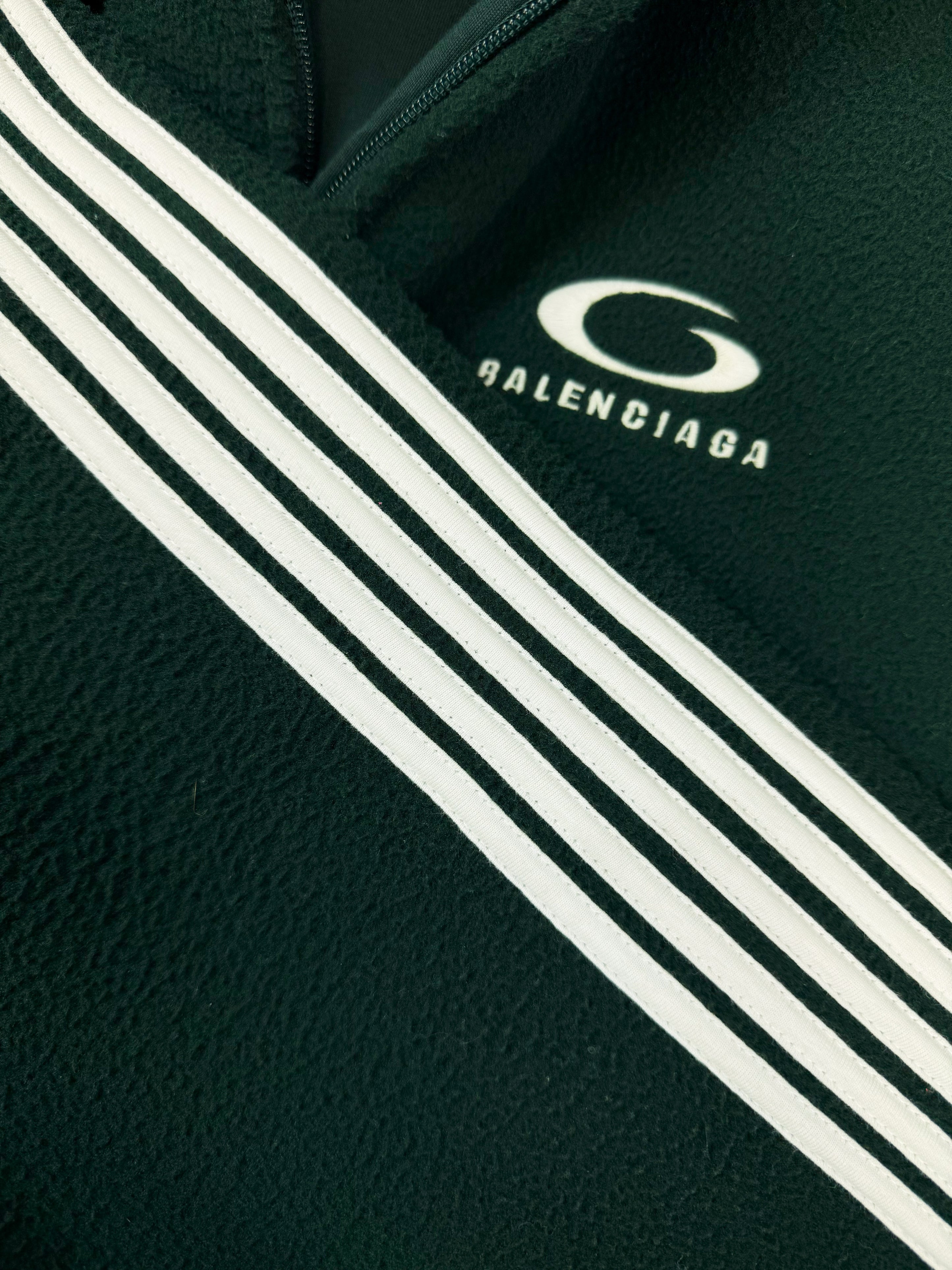 SS25 Balenciaga Cropped ‘Sport Icon’ Logo Striped Fleece Jacket