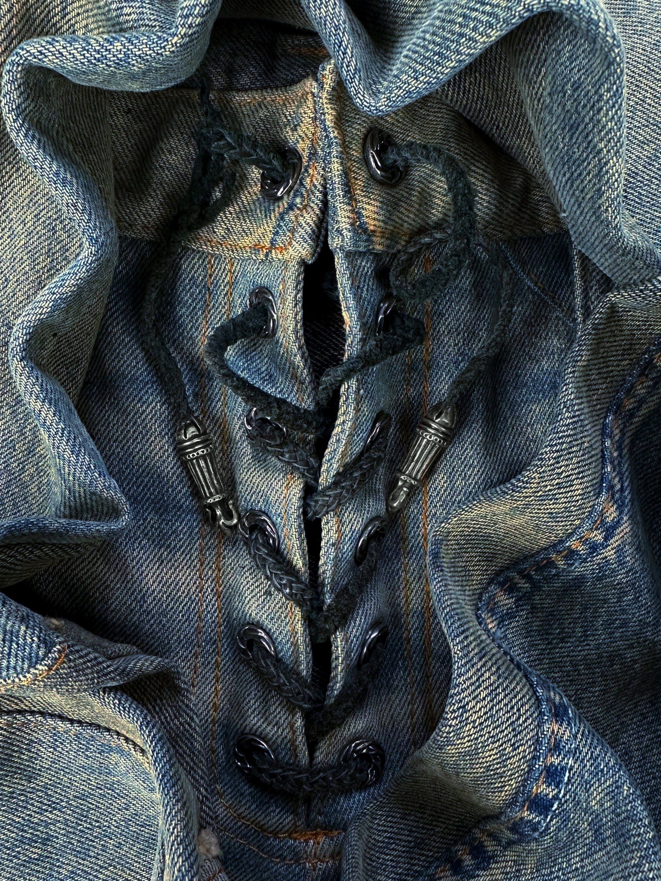 00s A&G Rock ‘n Roll Couture ‘Floury Cross’ Laced Patchwork Denim