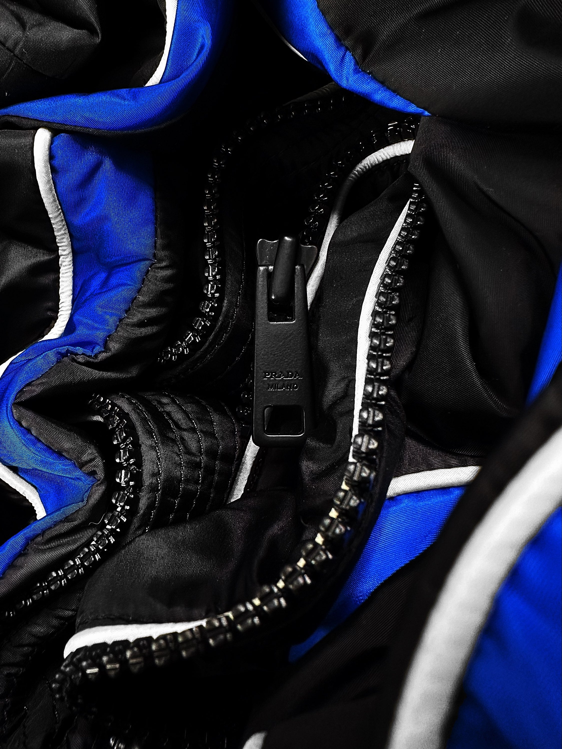 SS16 Prada Sport ‘Striped’ Two Tone Nylon High Neck Puffer Jacket
