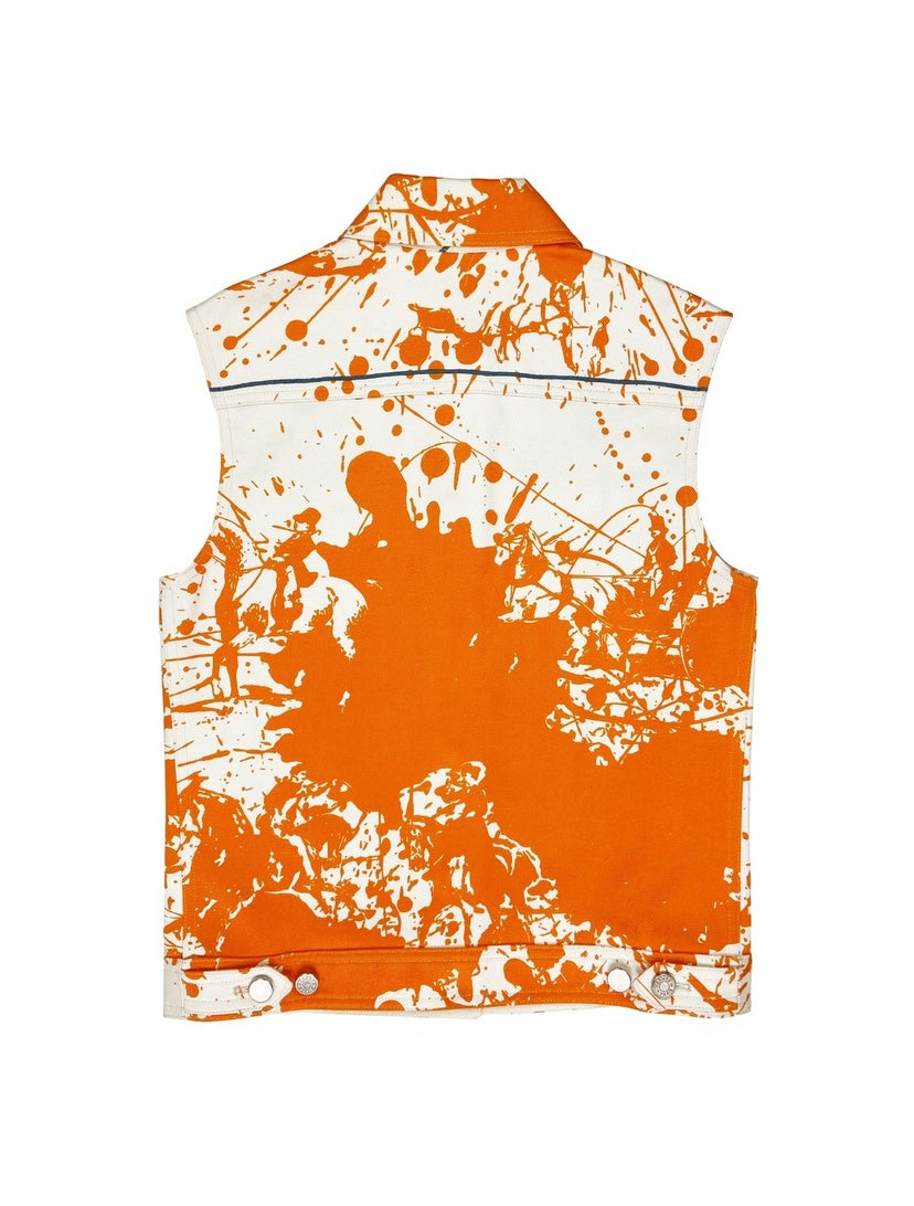 SS03 Hermès “Cheval Surprise” Splatter Print Denim Vest
