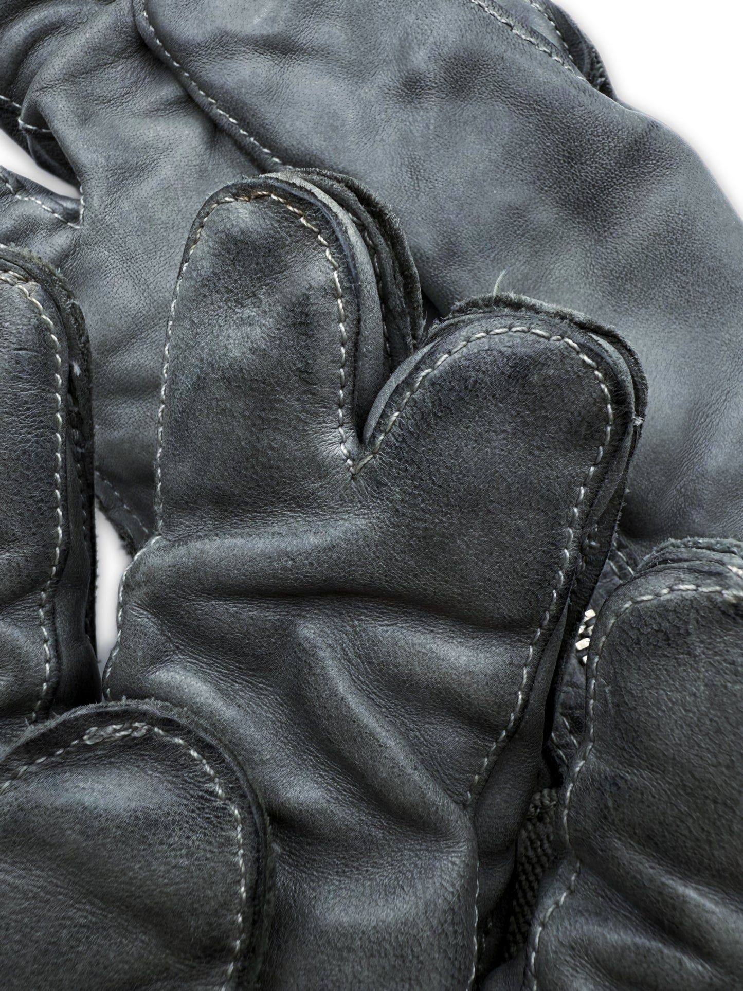 Carol Christian Poell Dual Finger Object Dyed Blue Leather Gloves