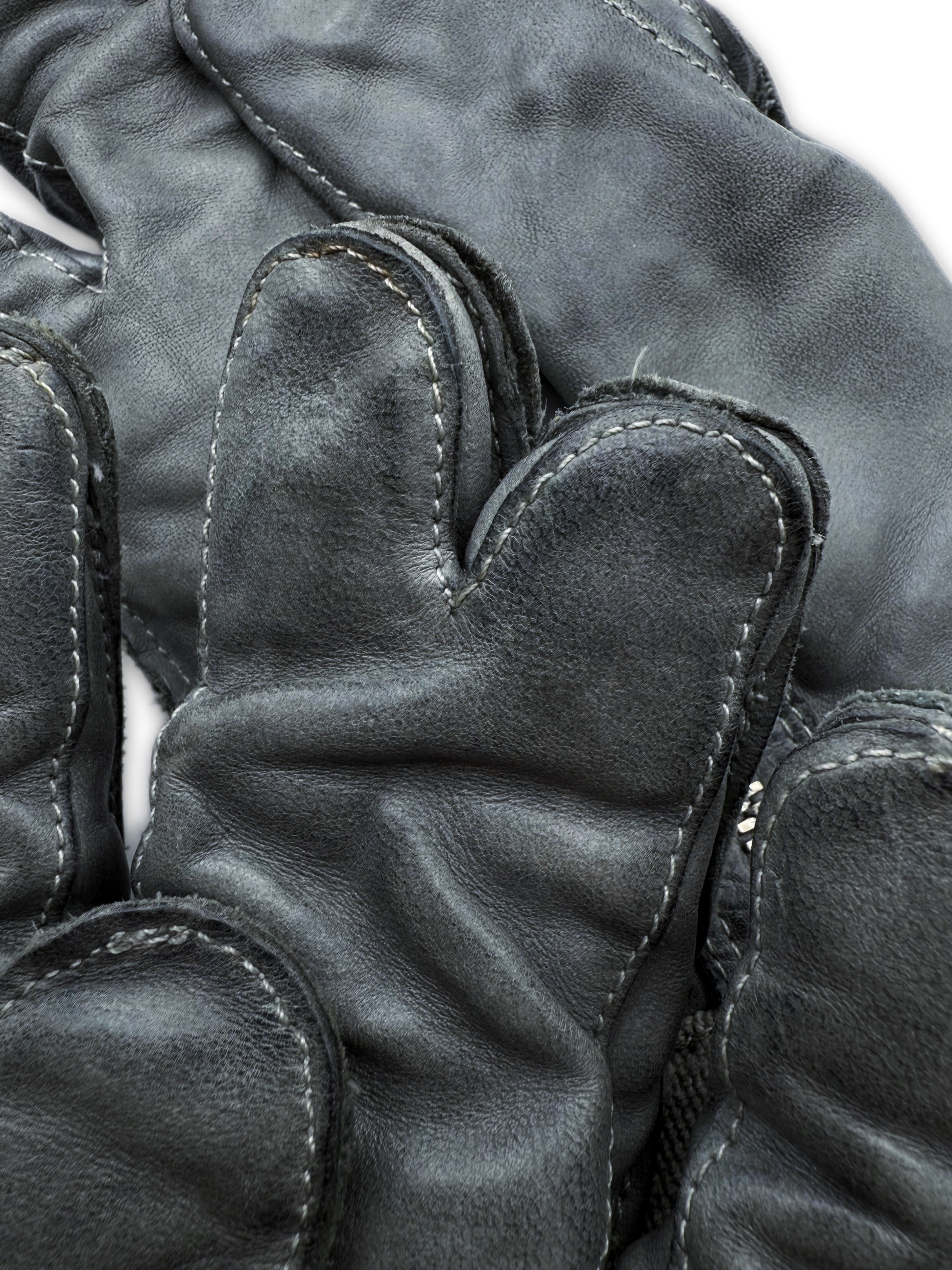 Carol Christian Poell Dual Finger Object Dyed Blue Leather Gloves