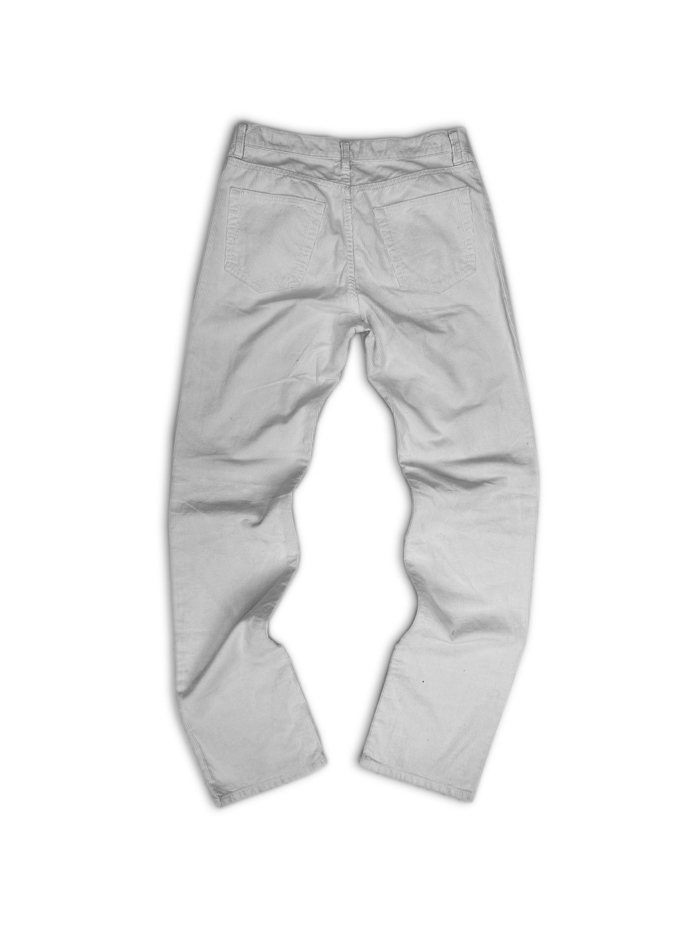 00s Helmut Lang White Corduroy Boot Cut Pants