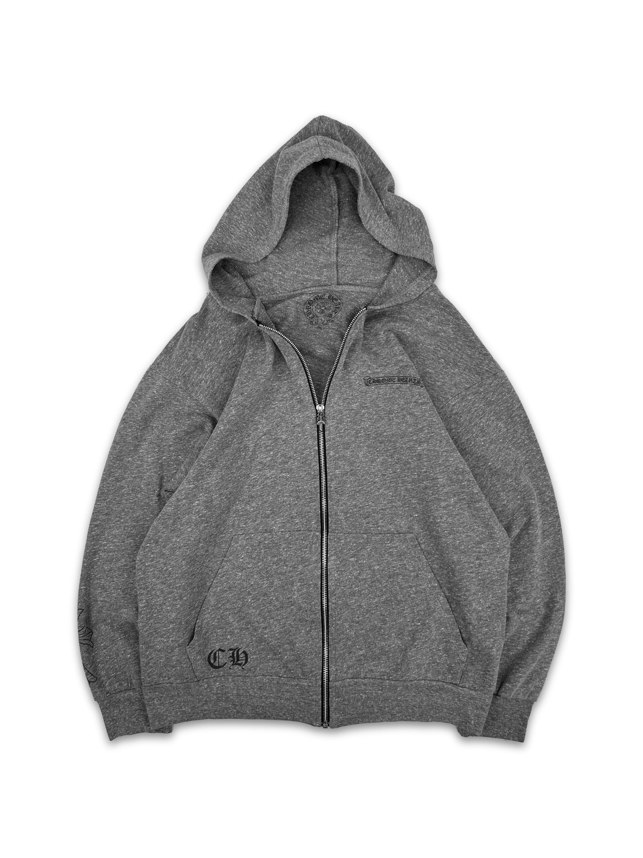Chrome Hearts ‘Cross’ Graphic Dagger Full-zip Grey Hoodie