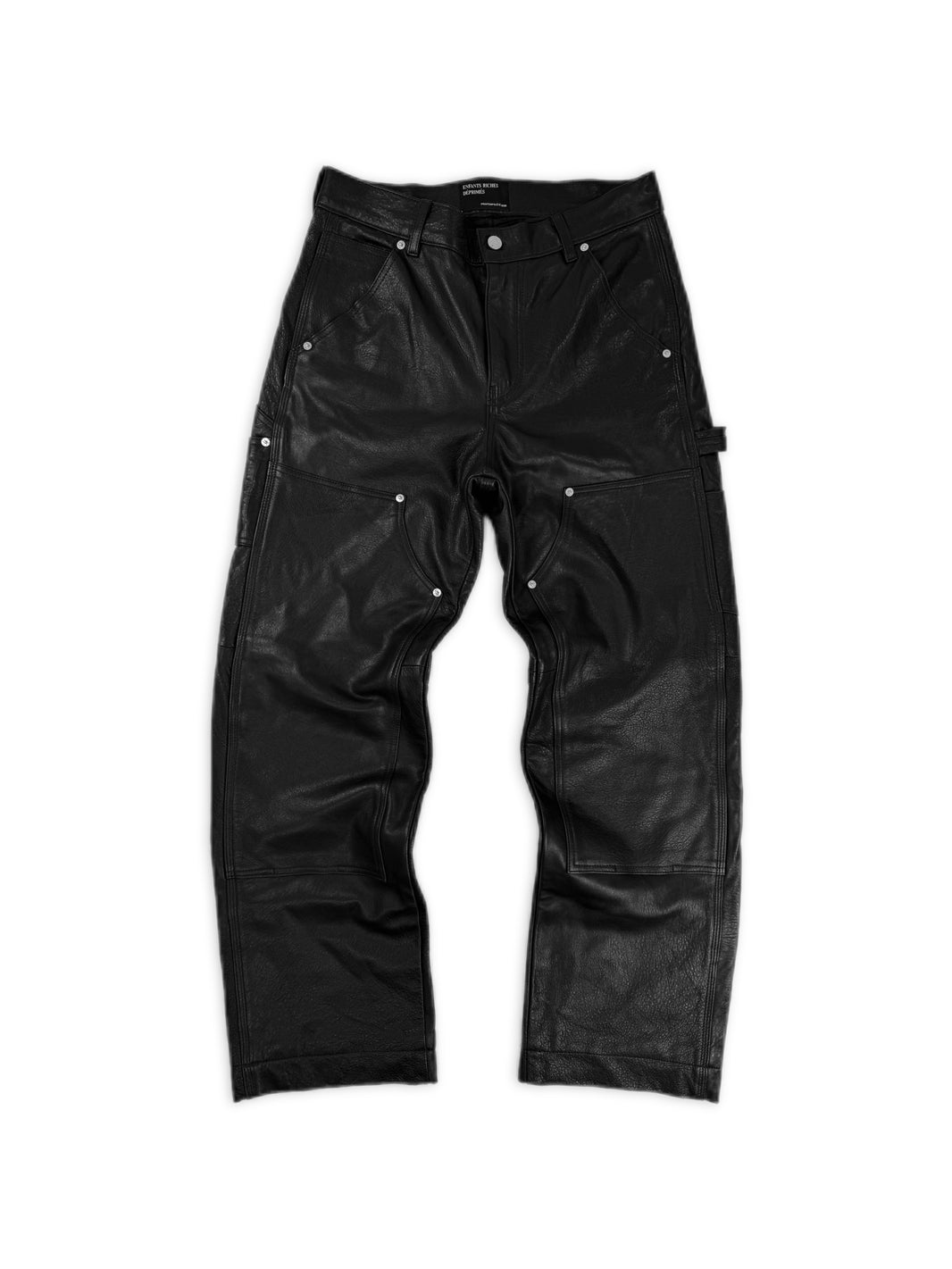 AW25 Enfants Riches Deprimes Wide Black Leather Double Knee Carpenter Pants