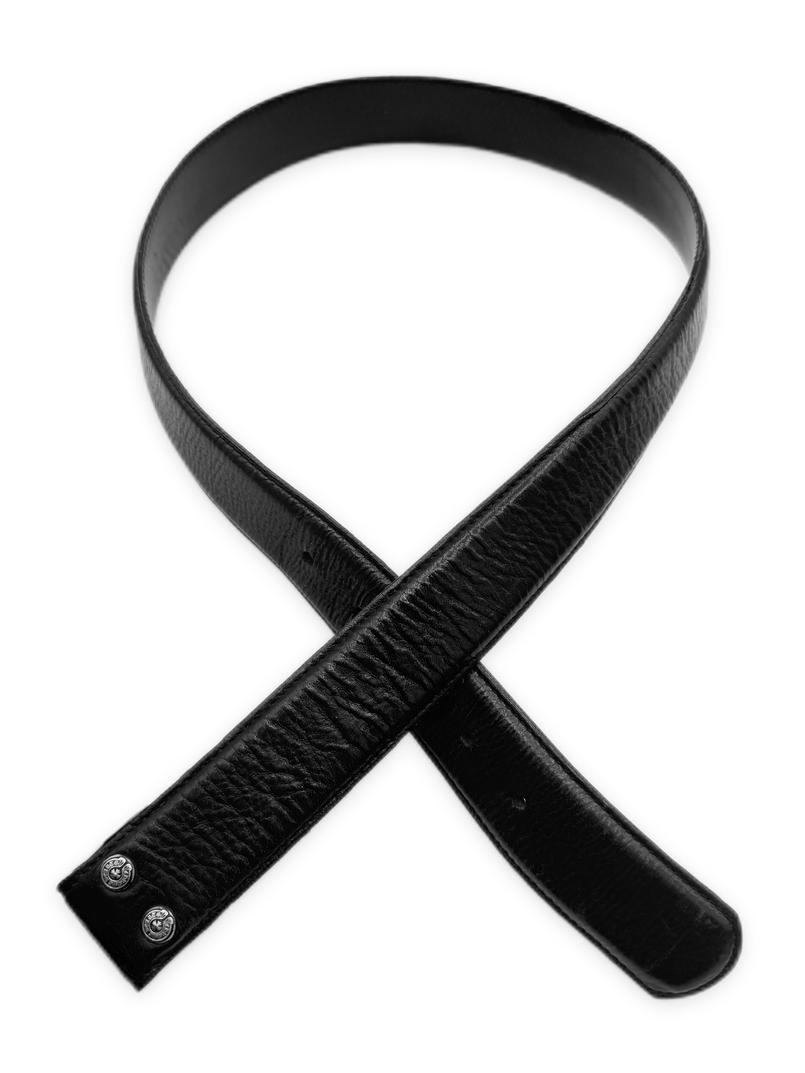 Chrome Hearts Black Leather .925 Silver Belt Strap