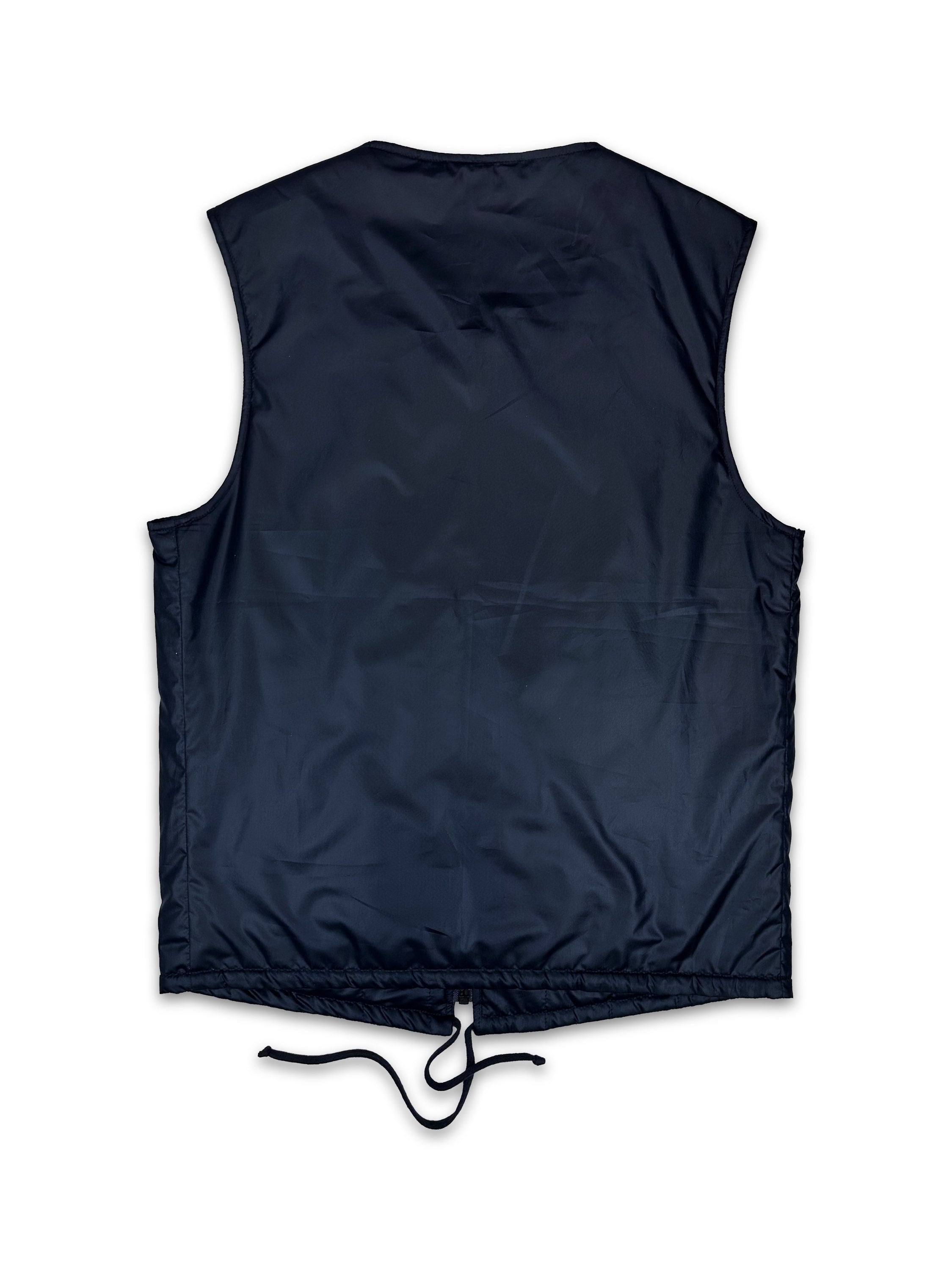 00s Helmut Lang Navy Blue Check Pocket Sleeveless Vest