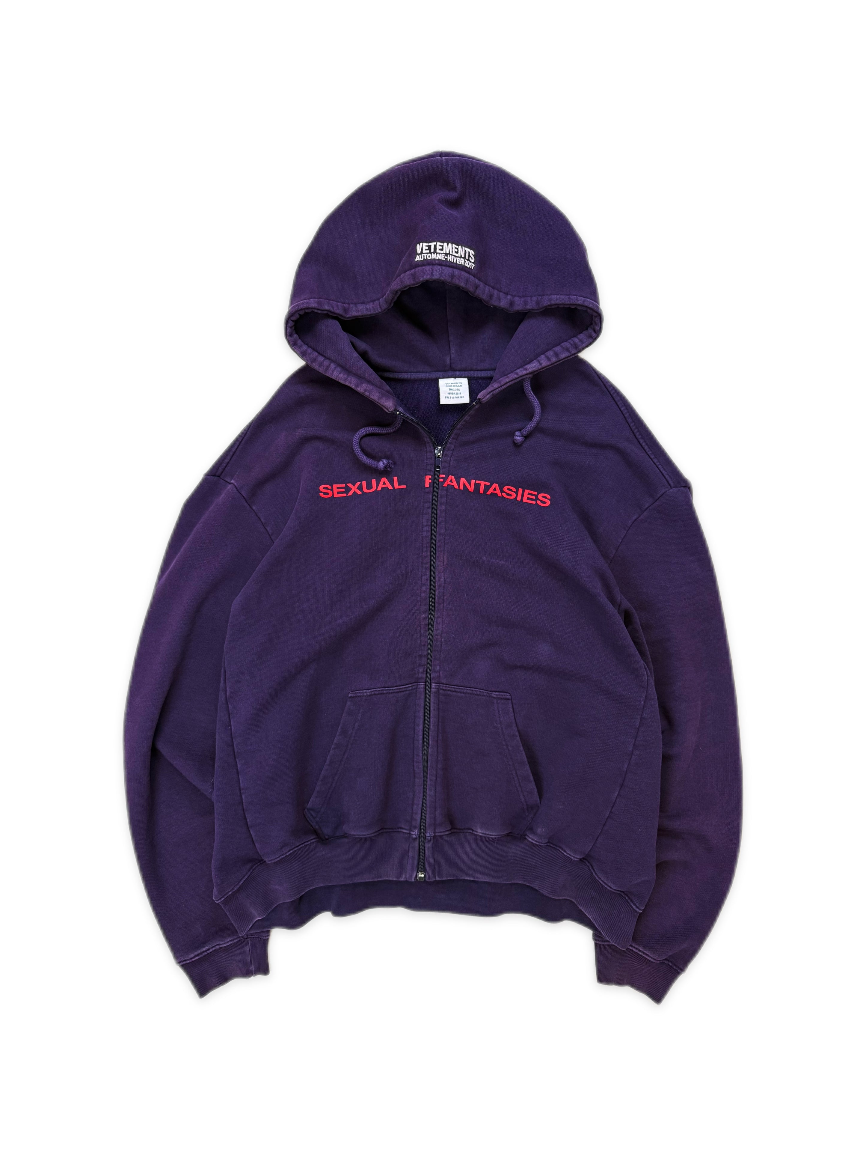 AW16 Vetements Homme ‘Sexual Fantasies’ Purple 1/50 Zip-up Hoodie