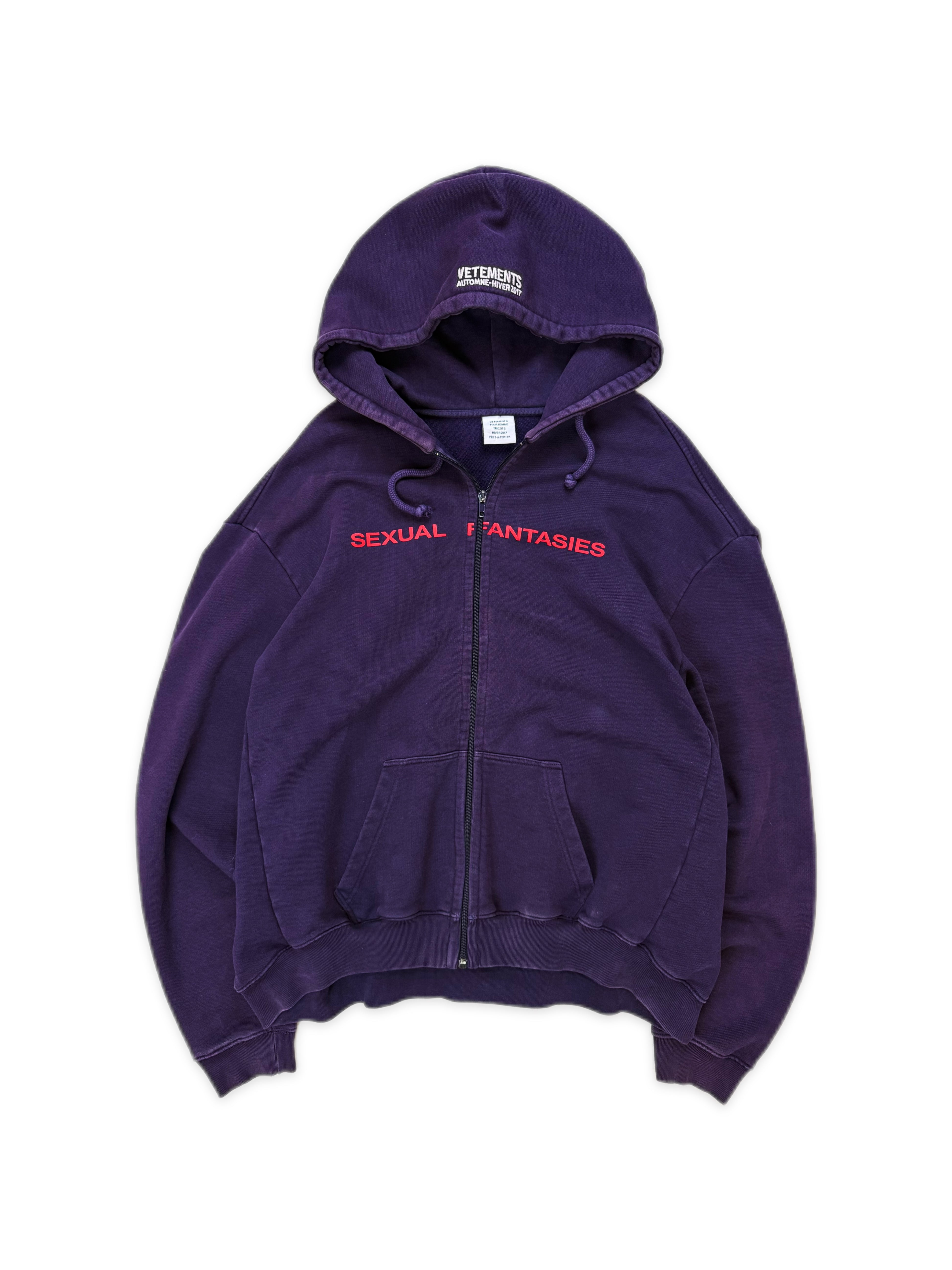 AW16 Vetements Homme ‘Sexual Fantasies’ Purple 1/50 Zip-up Hoodie