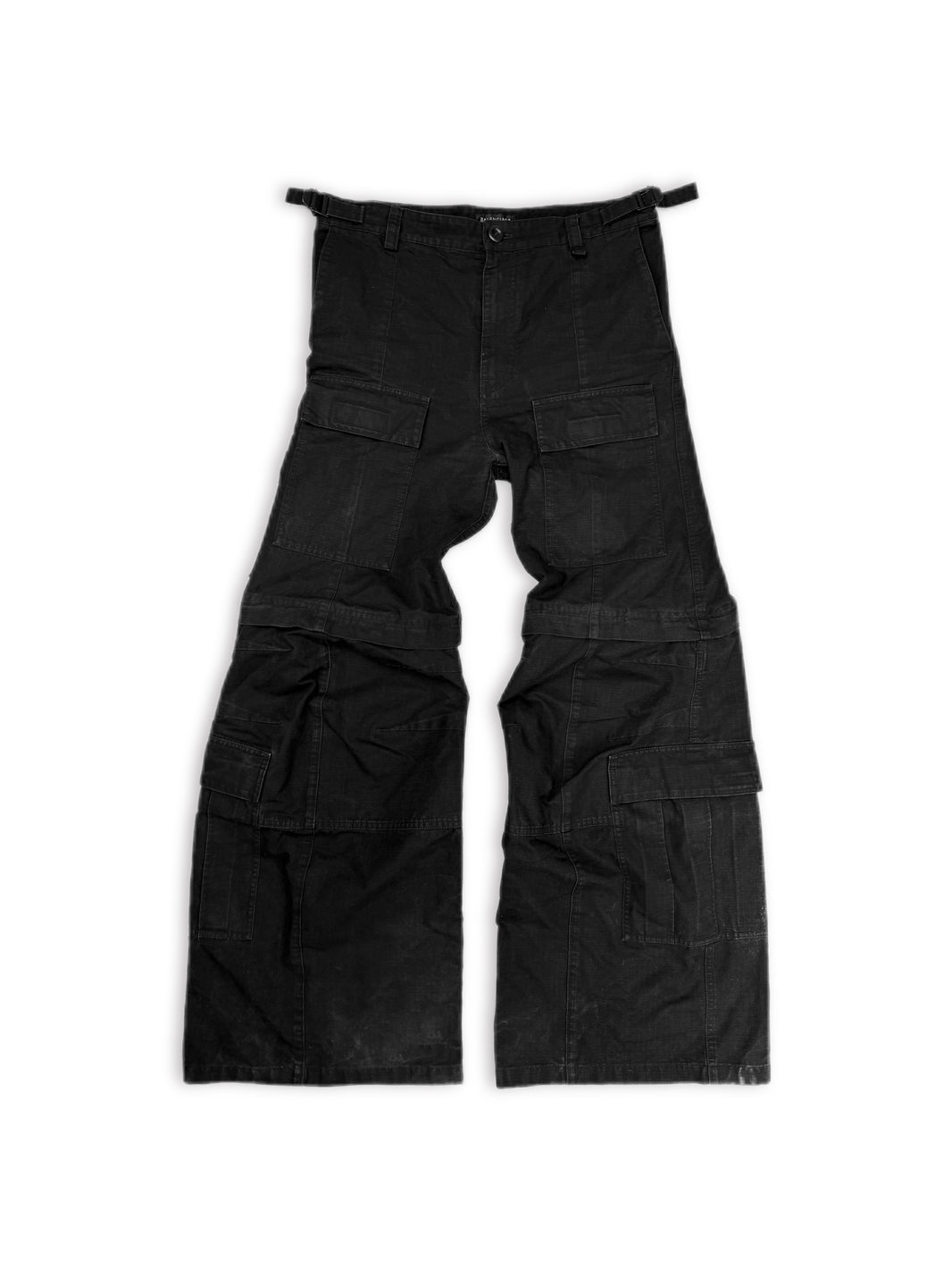 AW23 Balenciaga Flared Convertible Black Multi Pocket Cargo Pants