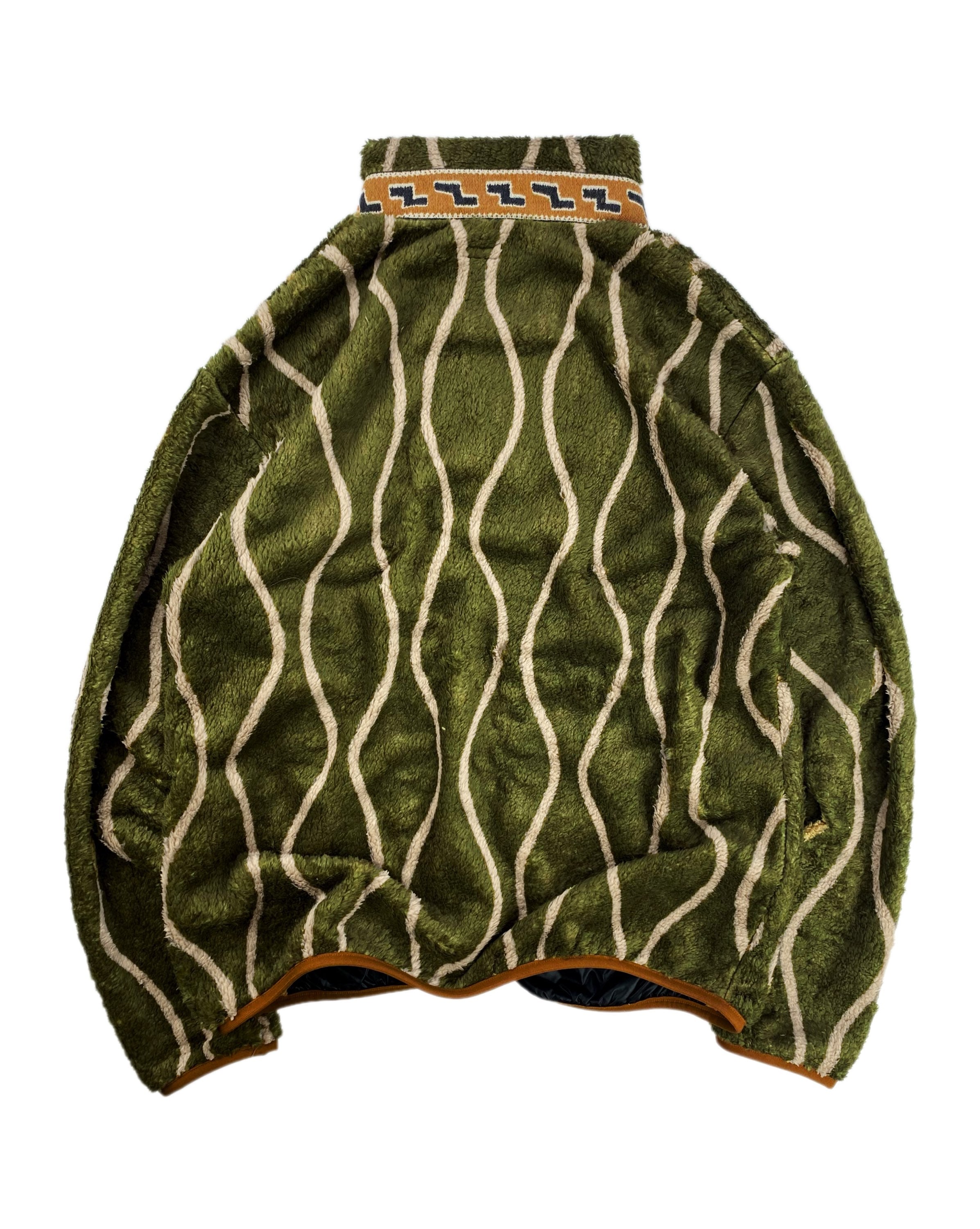 AW22 Kapital ‘Drunken’ Striped Full Zip Sherpa Fleece Jacket