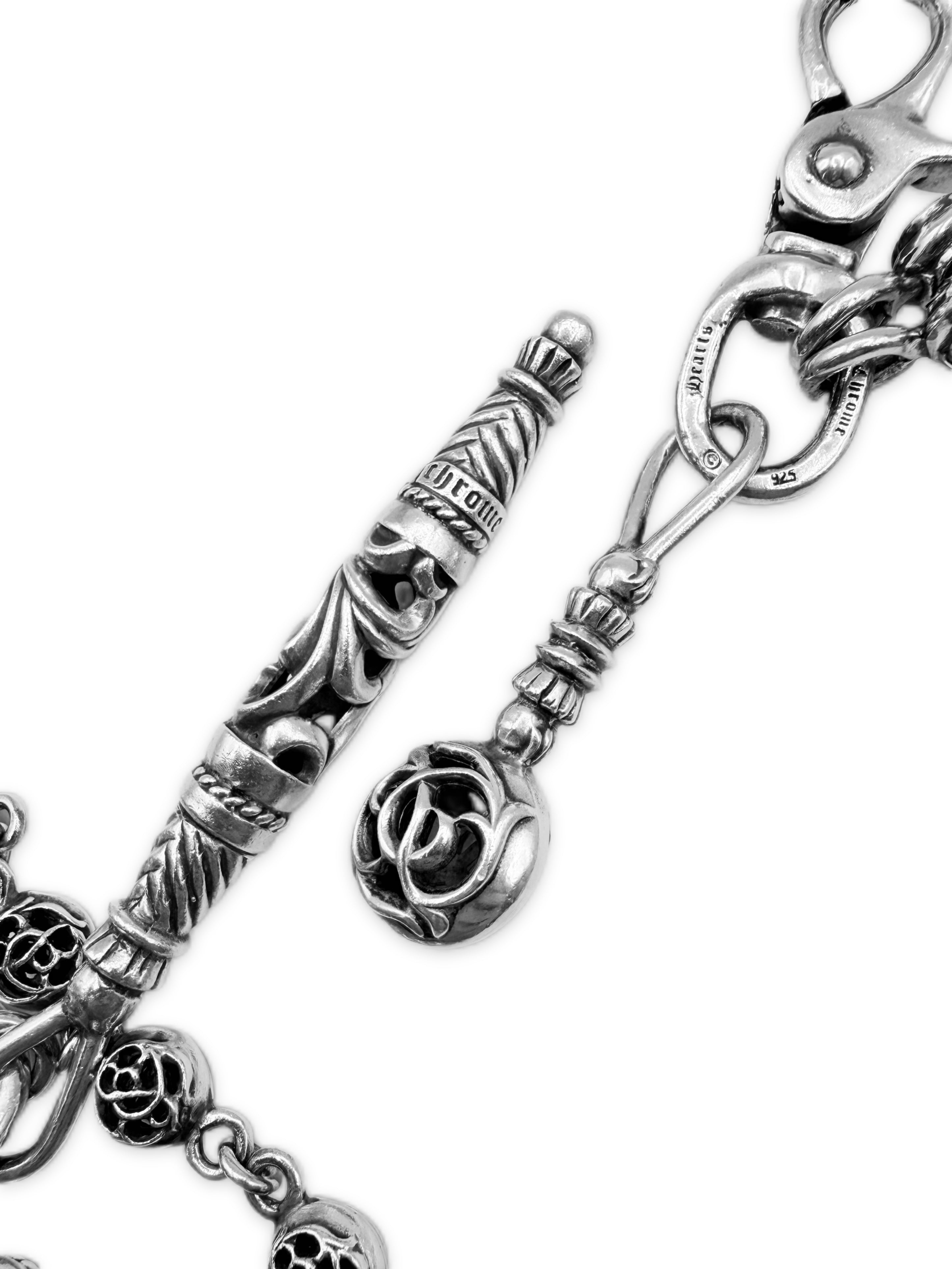 Chrome Hearts Double Floral Scroll Pendant Lobster Clasp Wallet Chain