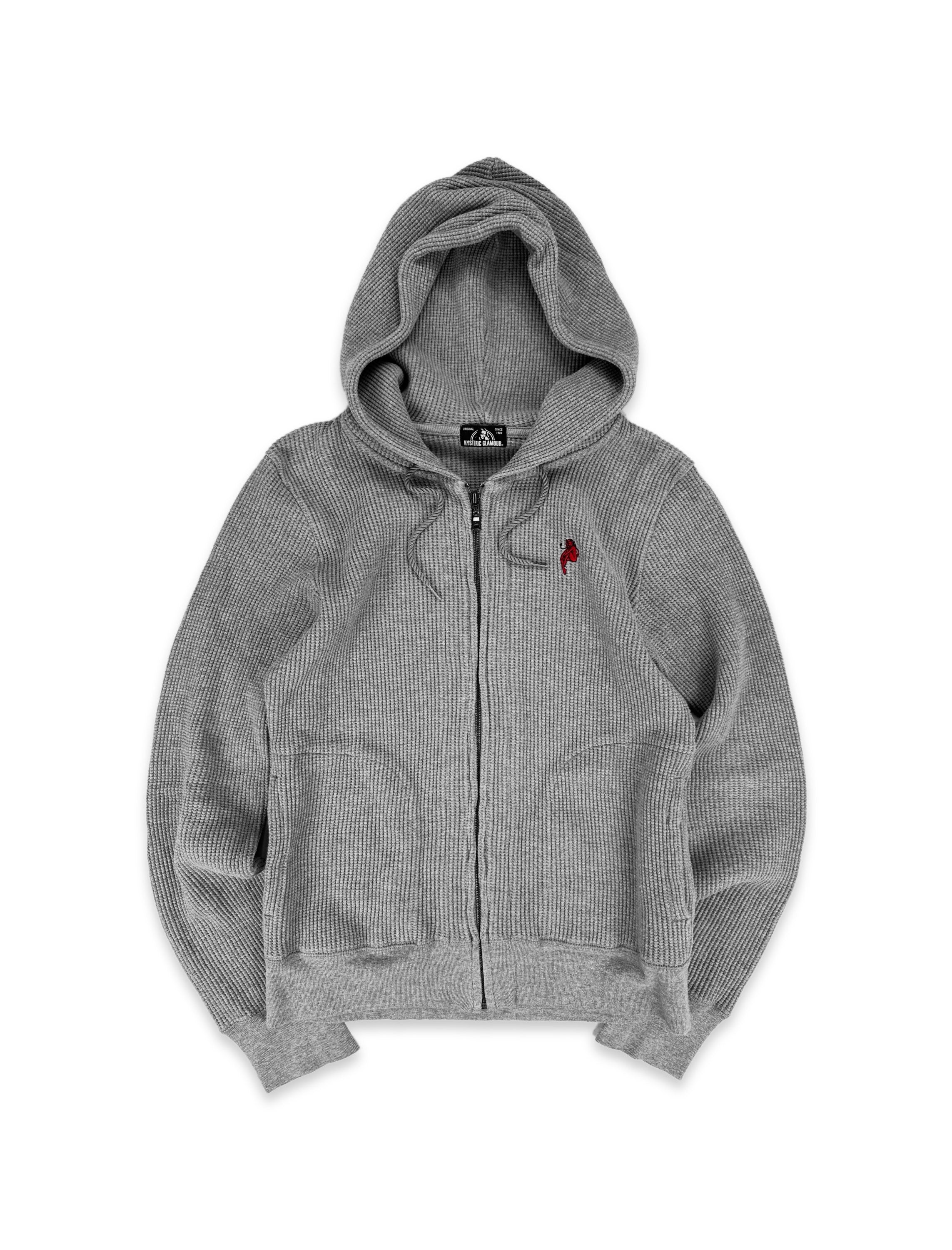 00s Hysteric Glamour ‘Devil’ Red Show Girl Waffle Hoodie
