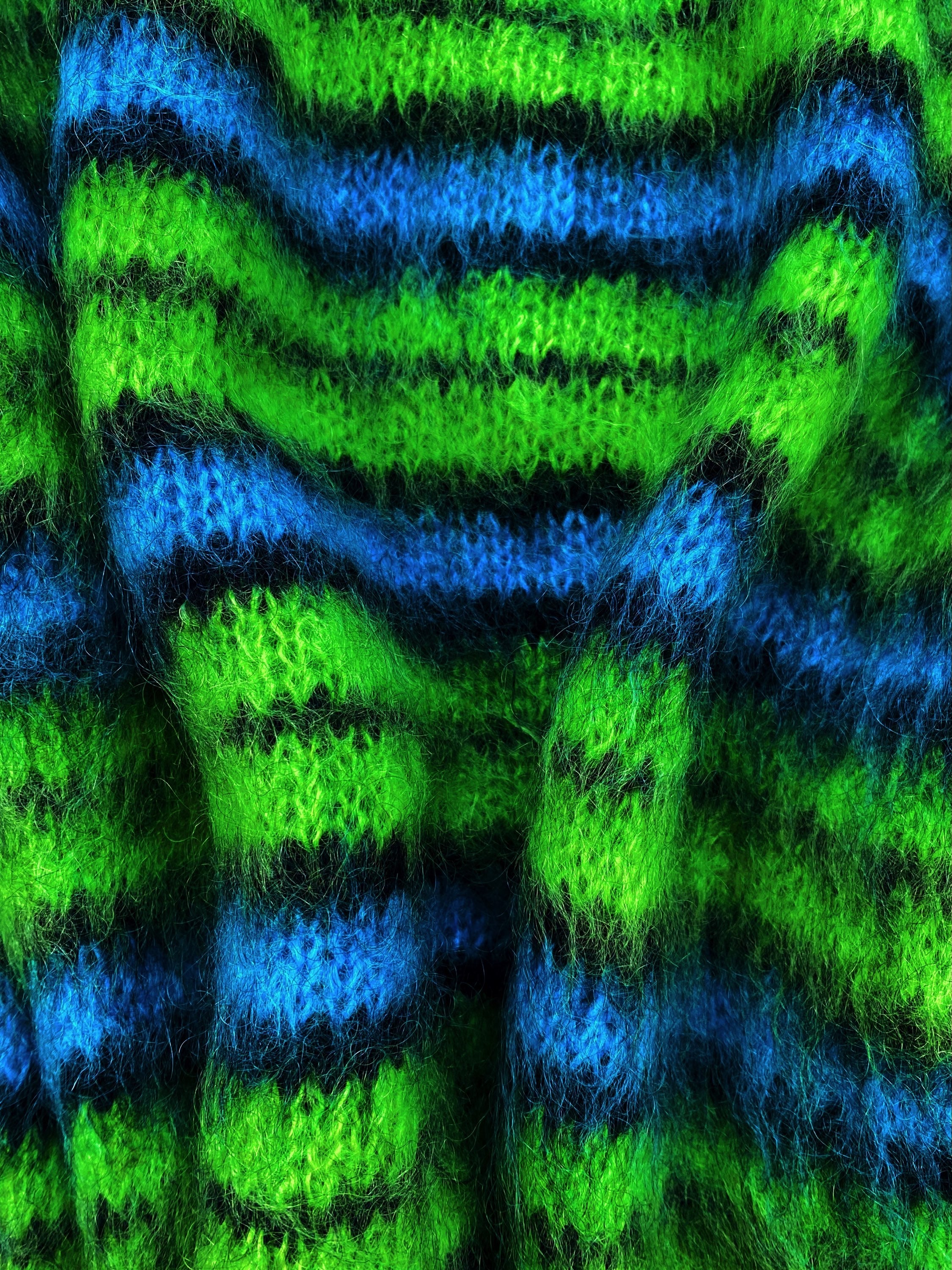 AW19 Marni Striped Mohair Knit Neon Green Cardigan