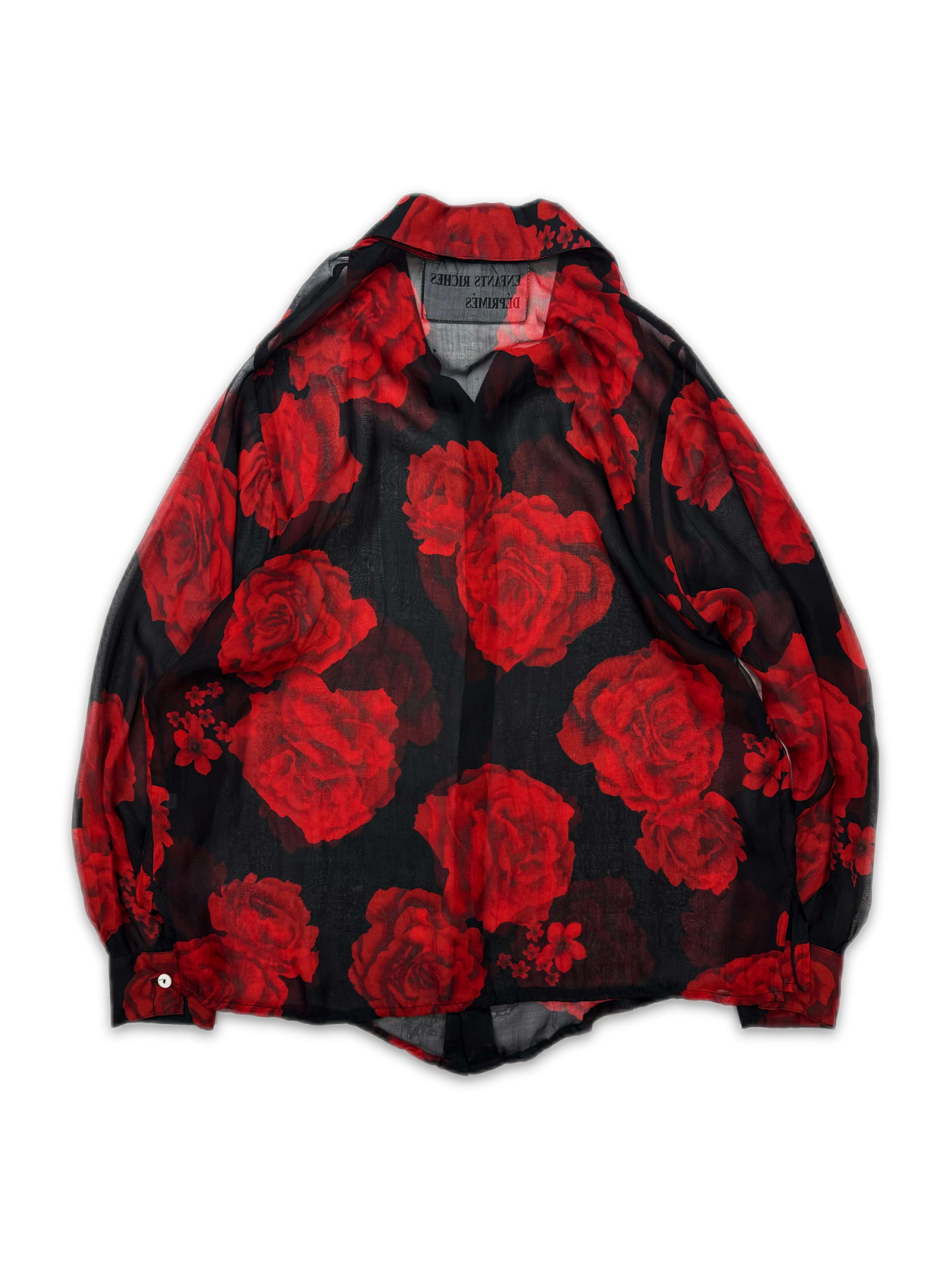 Enfants Riches Deprimes Silk ‘Roses’ Sheer Long Sleeve Button Up