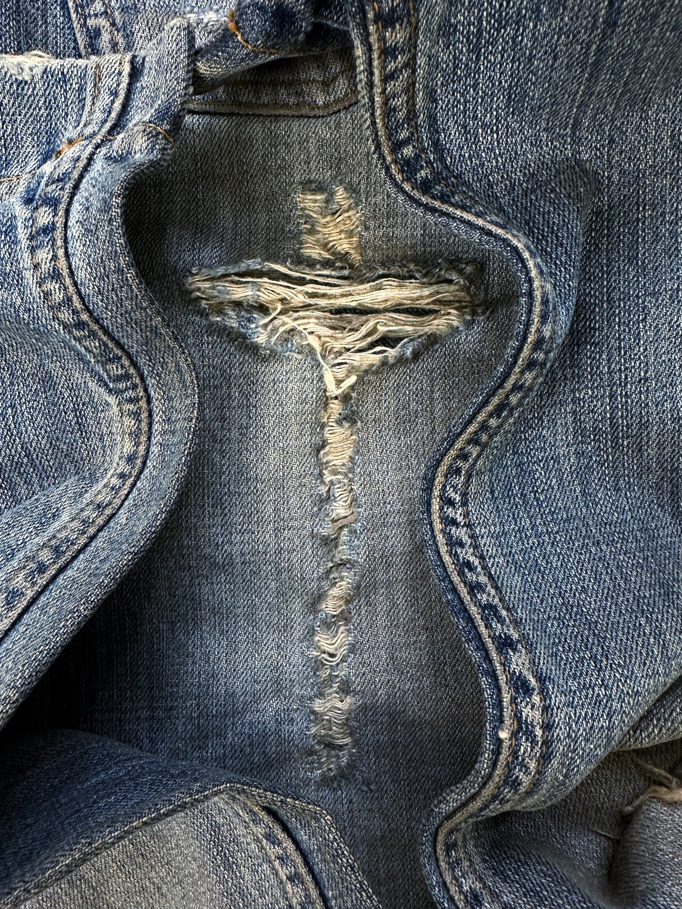 00s Dolce & Gabbana Thrashed Blue Wash Denim