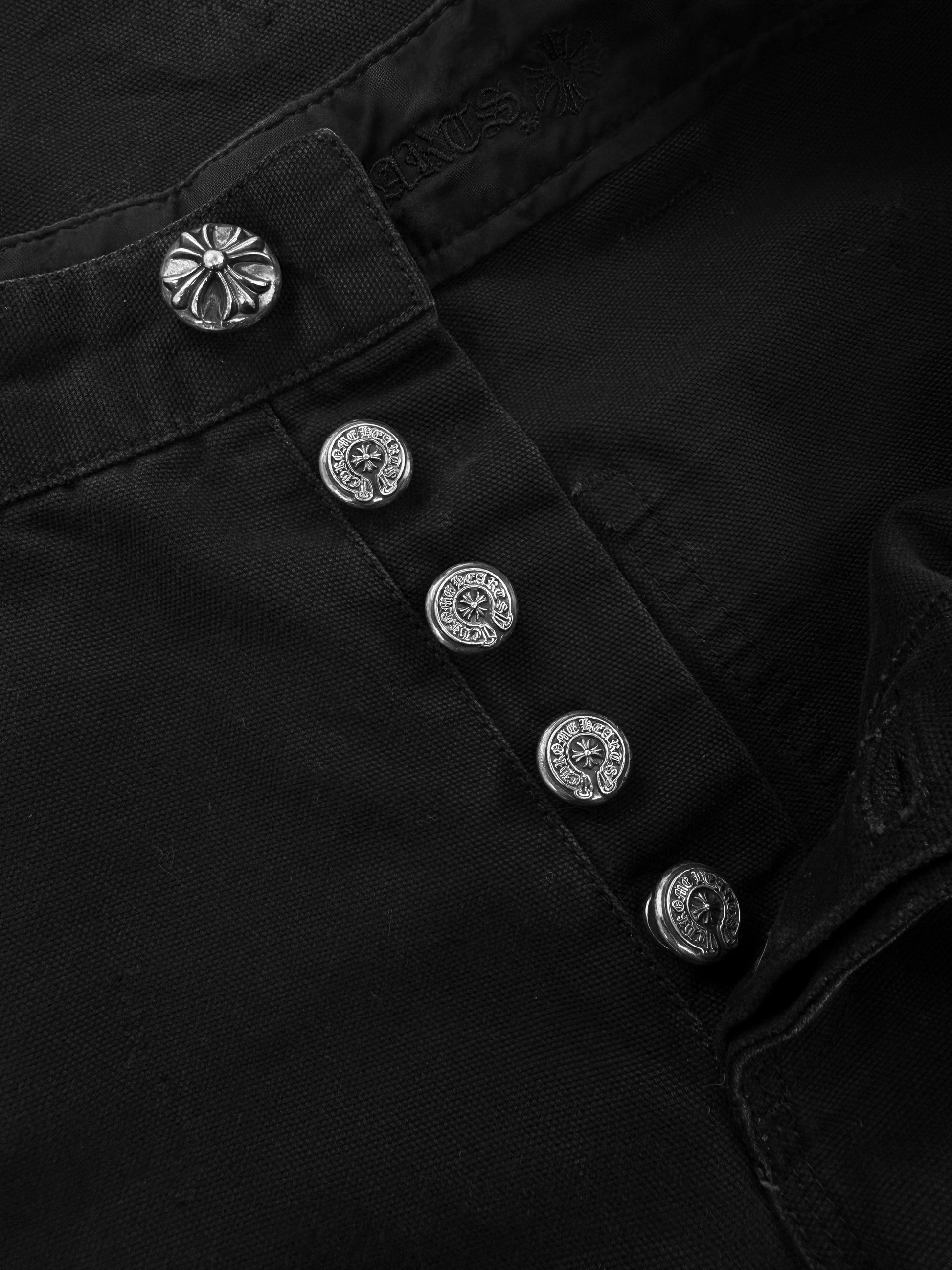Chrome Hearts Double Knee Carpenter Black .925 Silver Denim Jeans