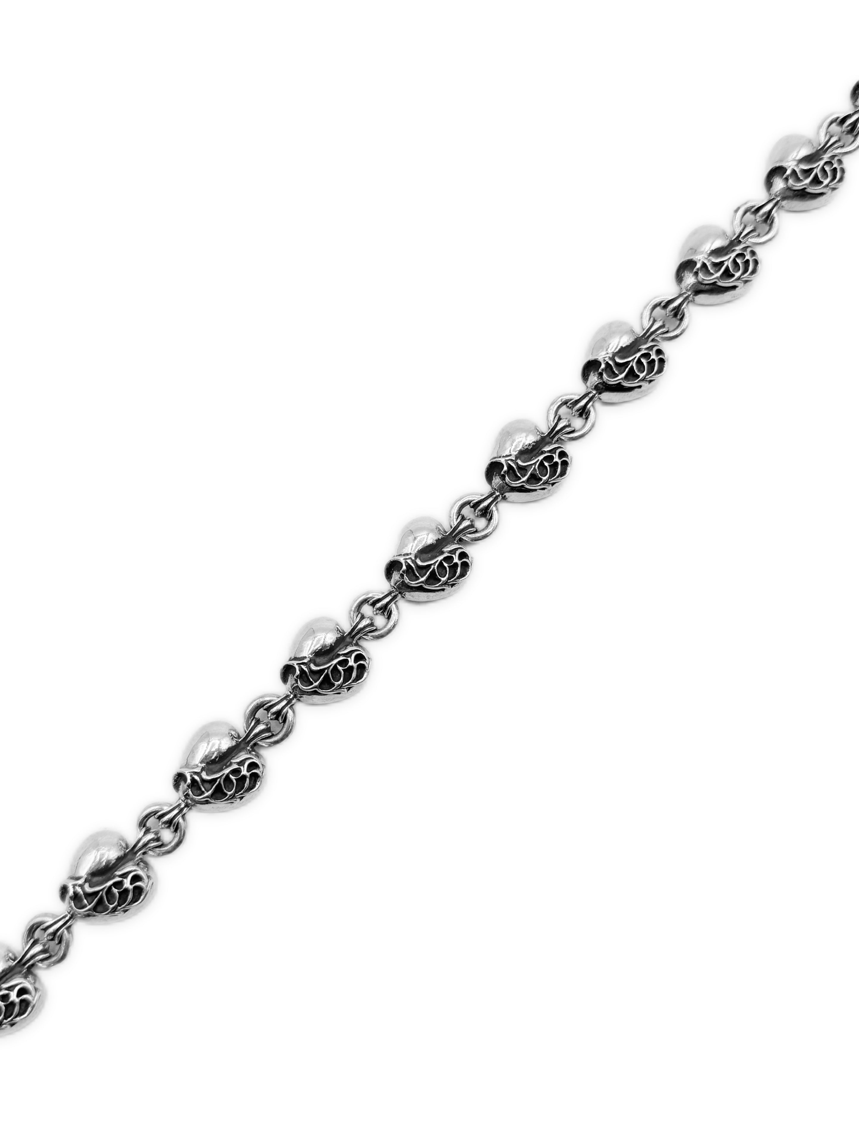 Chrome Hearts 11 Heart Link Double Lobster Clasp .925 Silver Wallet Chain