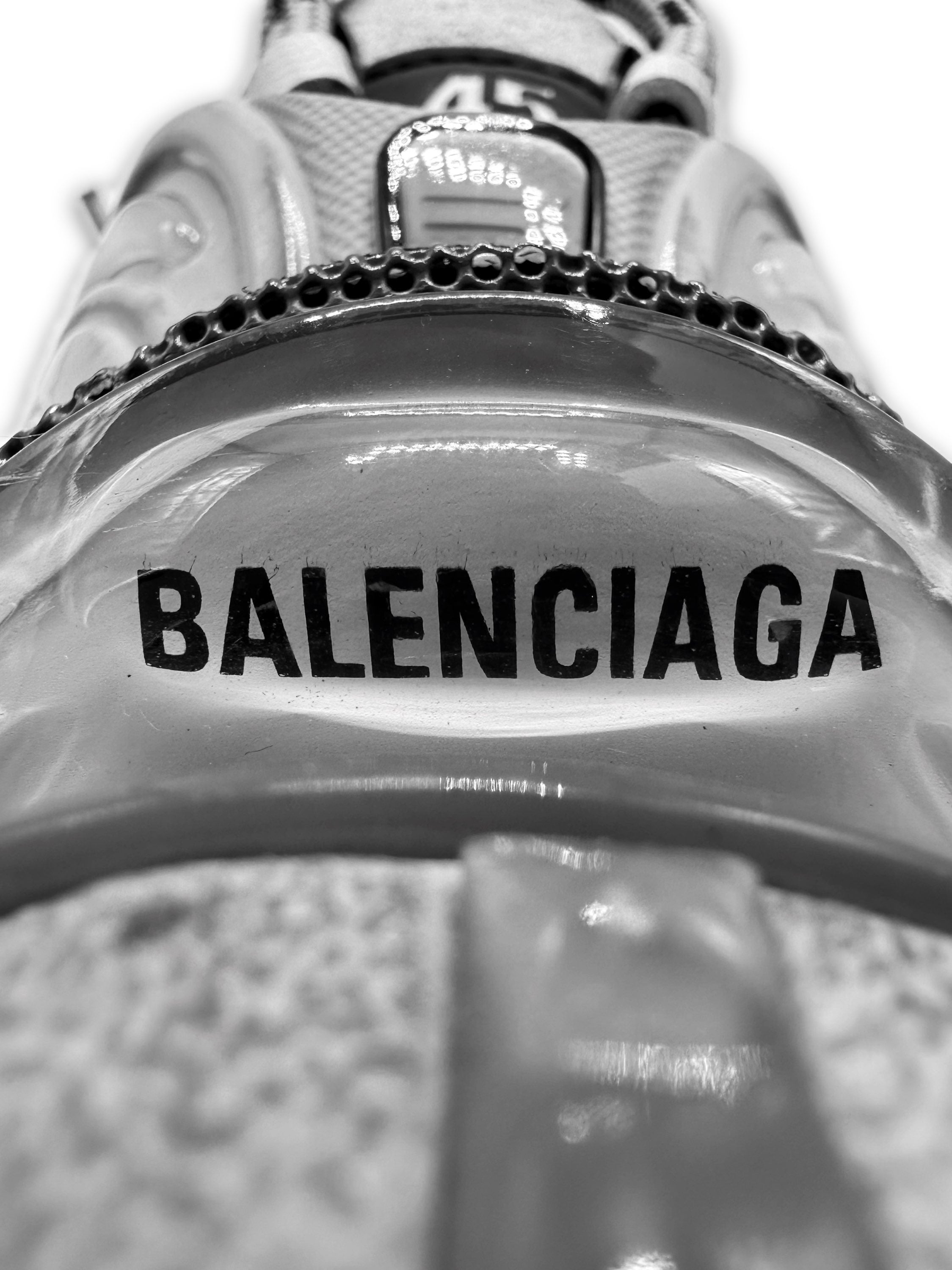 Balenciaga ‘Runner’ Grey Chunky Sole Transparent Logo Sneakers