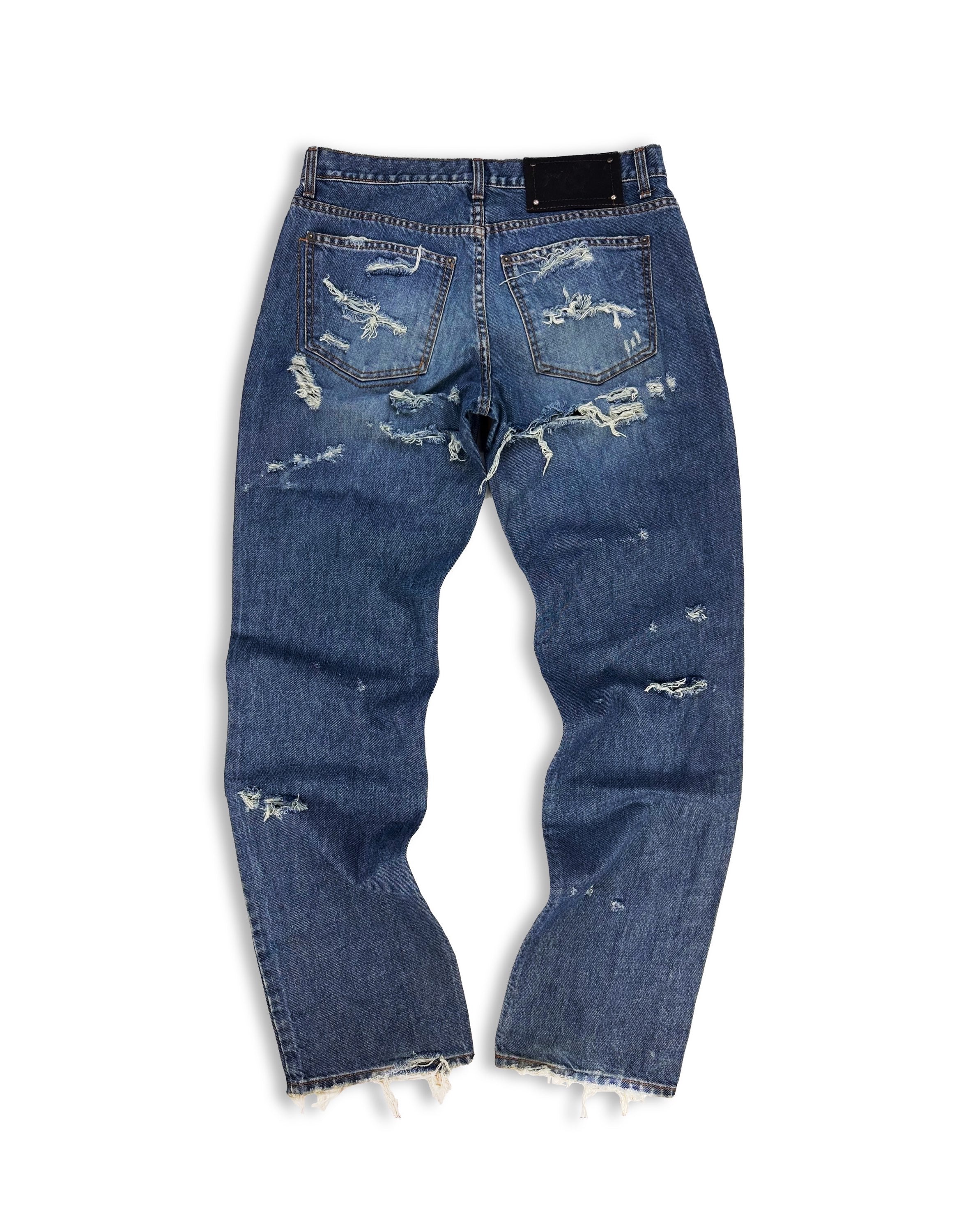 00s Dolce &amp; Gabbana Distressed Navy Blue Denim