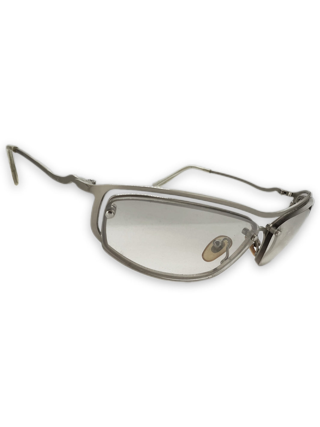 00s Prada Clear Tint Cut Out Lens Silver Sunglasses