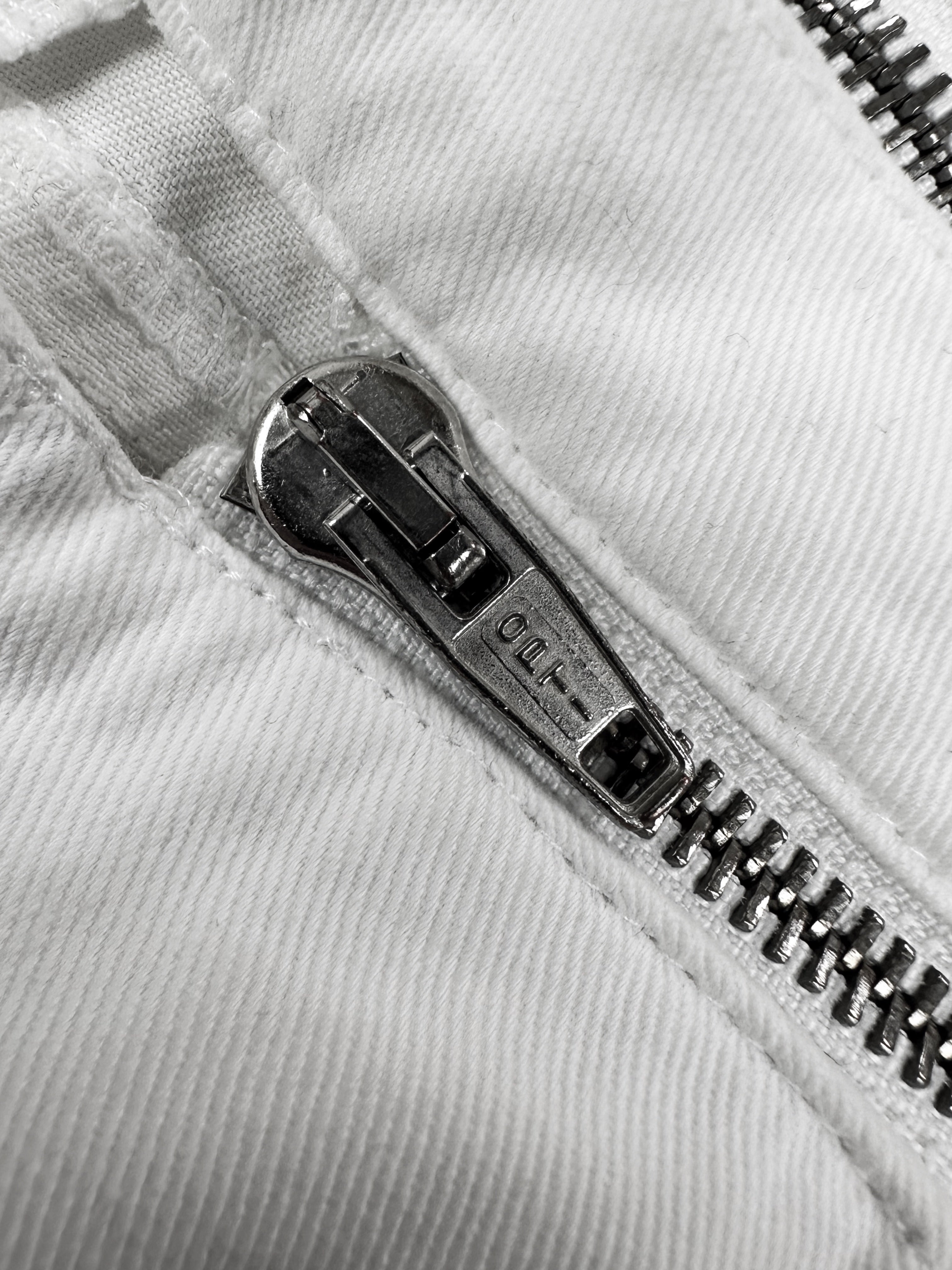 SS02 Raf Simons ‘Kollaps’ Zipper Waistband White Slim Pants
