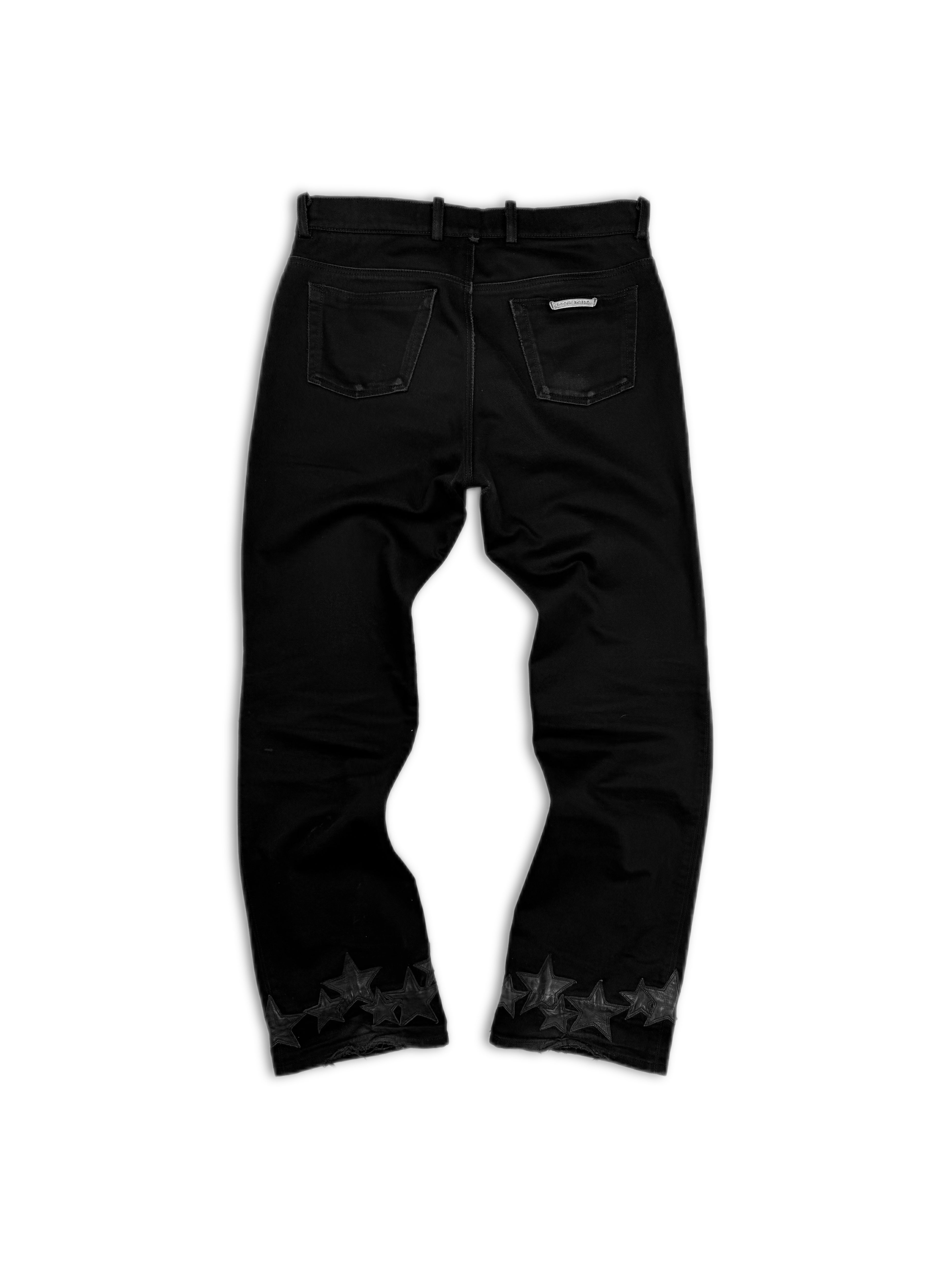Chrome Hearts 22 Star Patch Fleur Knee Black Denim Jeans