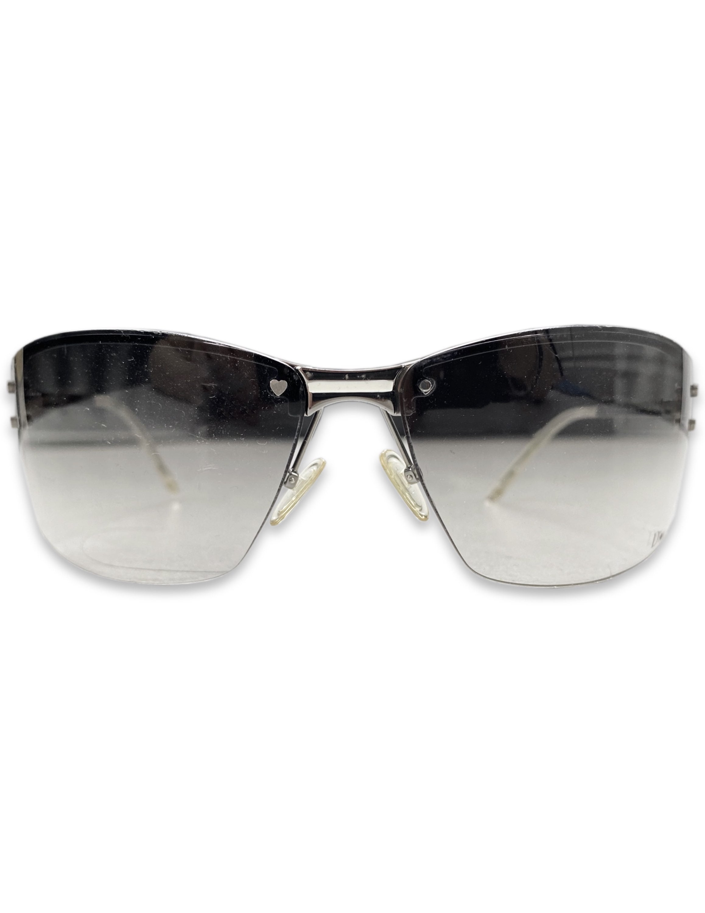 Dior Heart Motif Gradient Tint Metallic Rounded Sunglasses