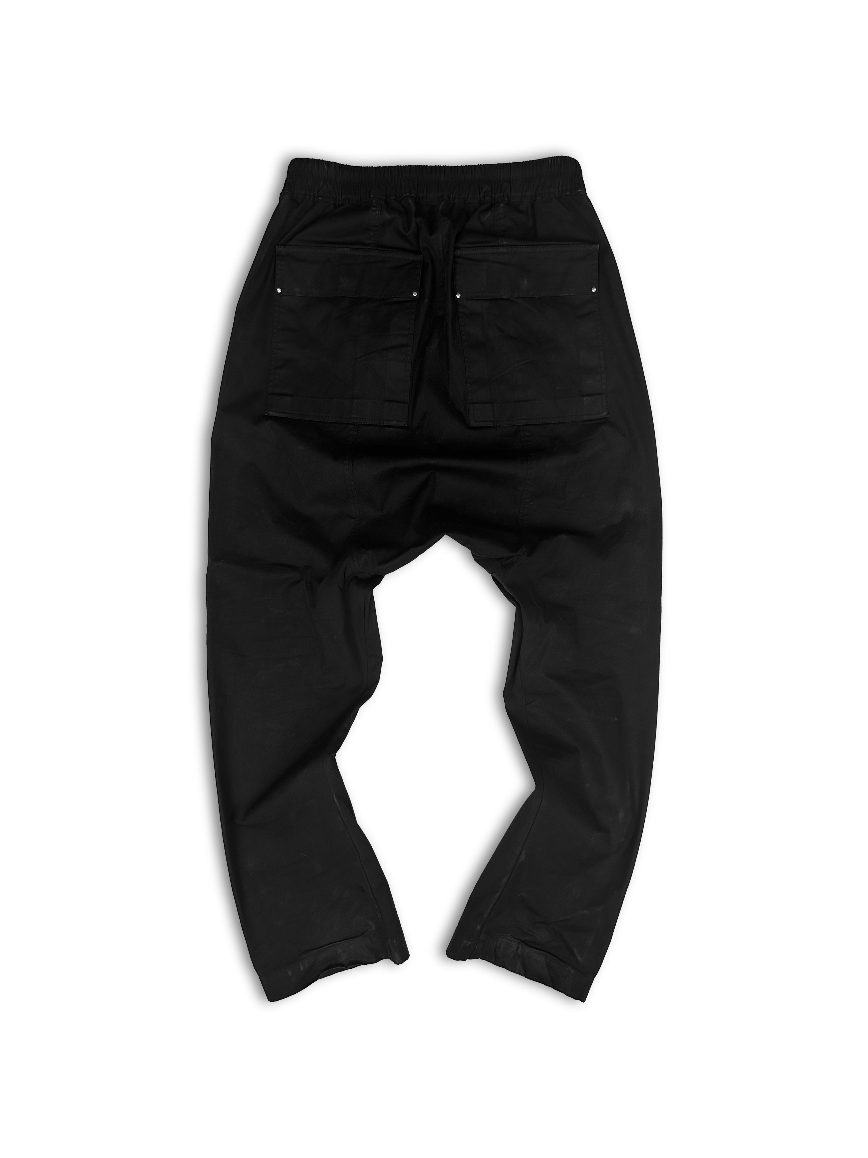 AW22 Rick Owens ‘Strobe’ Black Nylon Drop Crotch Pants