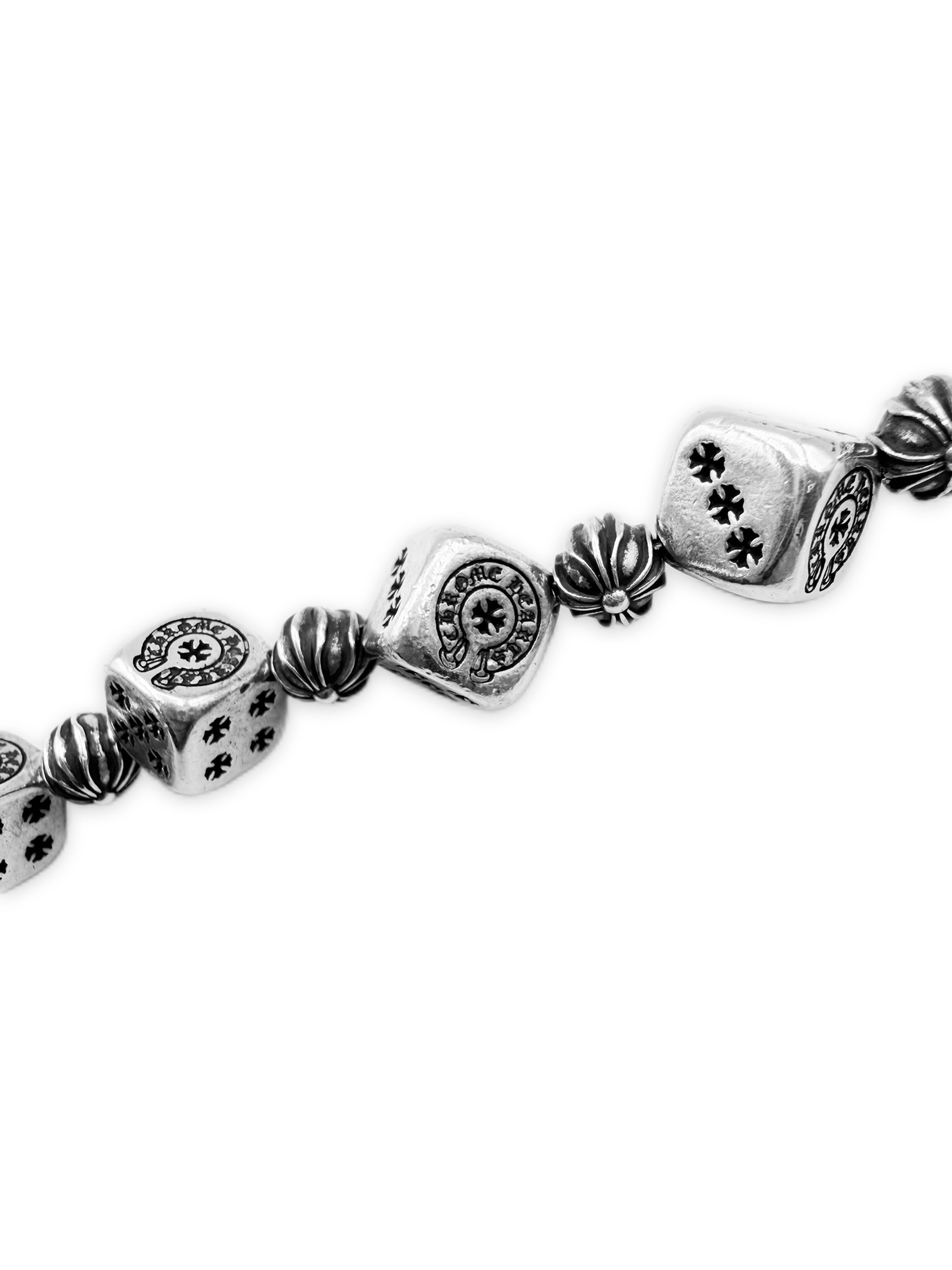 Chrome Hearts Dice Cross Ball 13 Link .925 Silver Bracelet