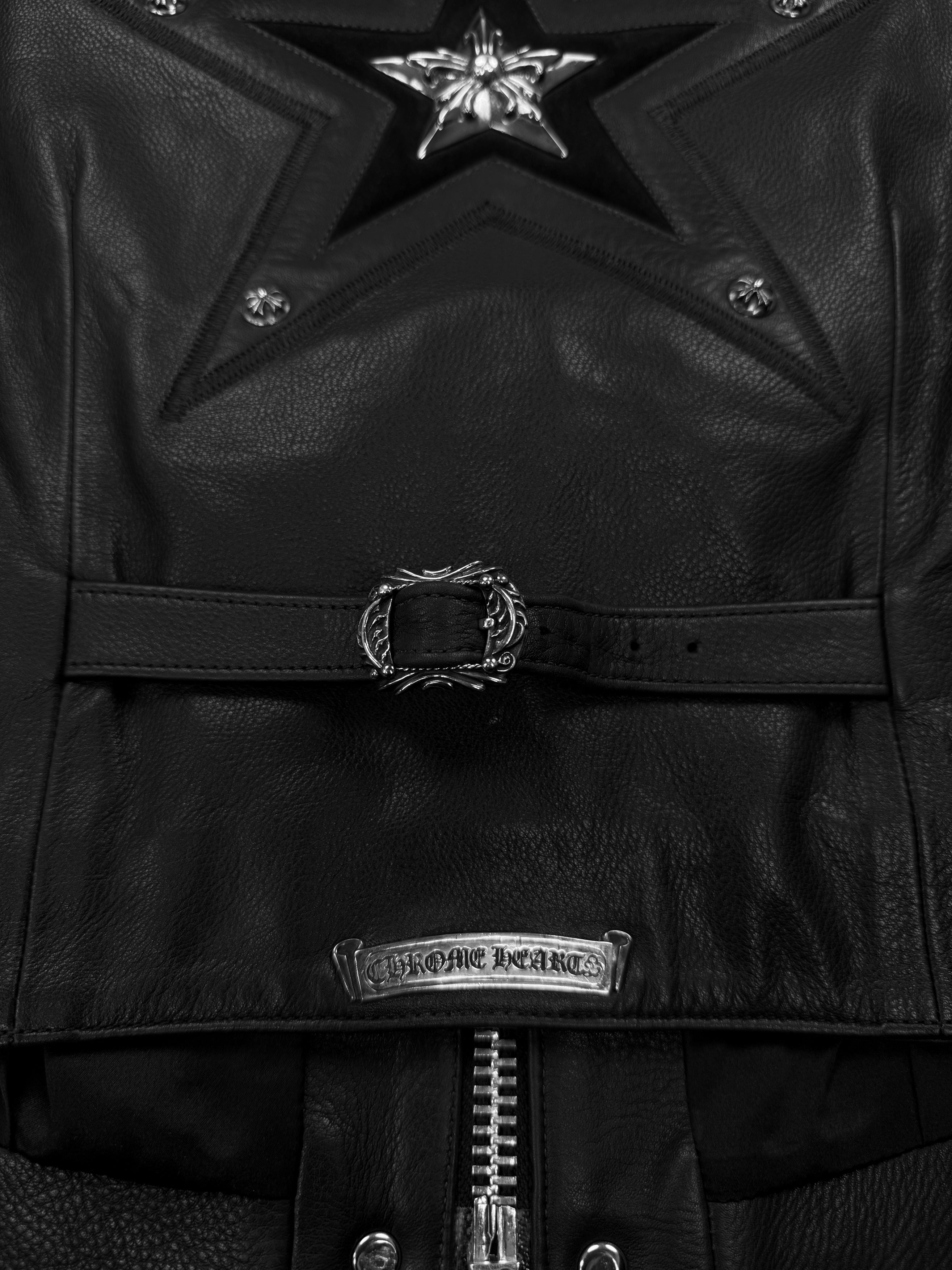 Chrome Hearts ‘Star’ Back Buckle Dagger Zip Leather Patch Vest