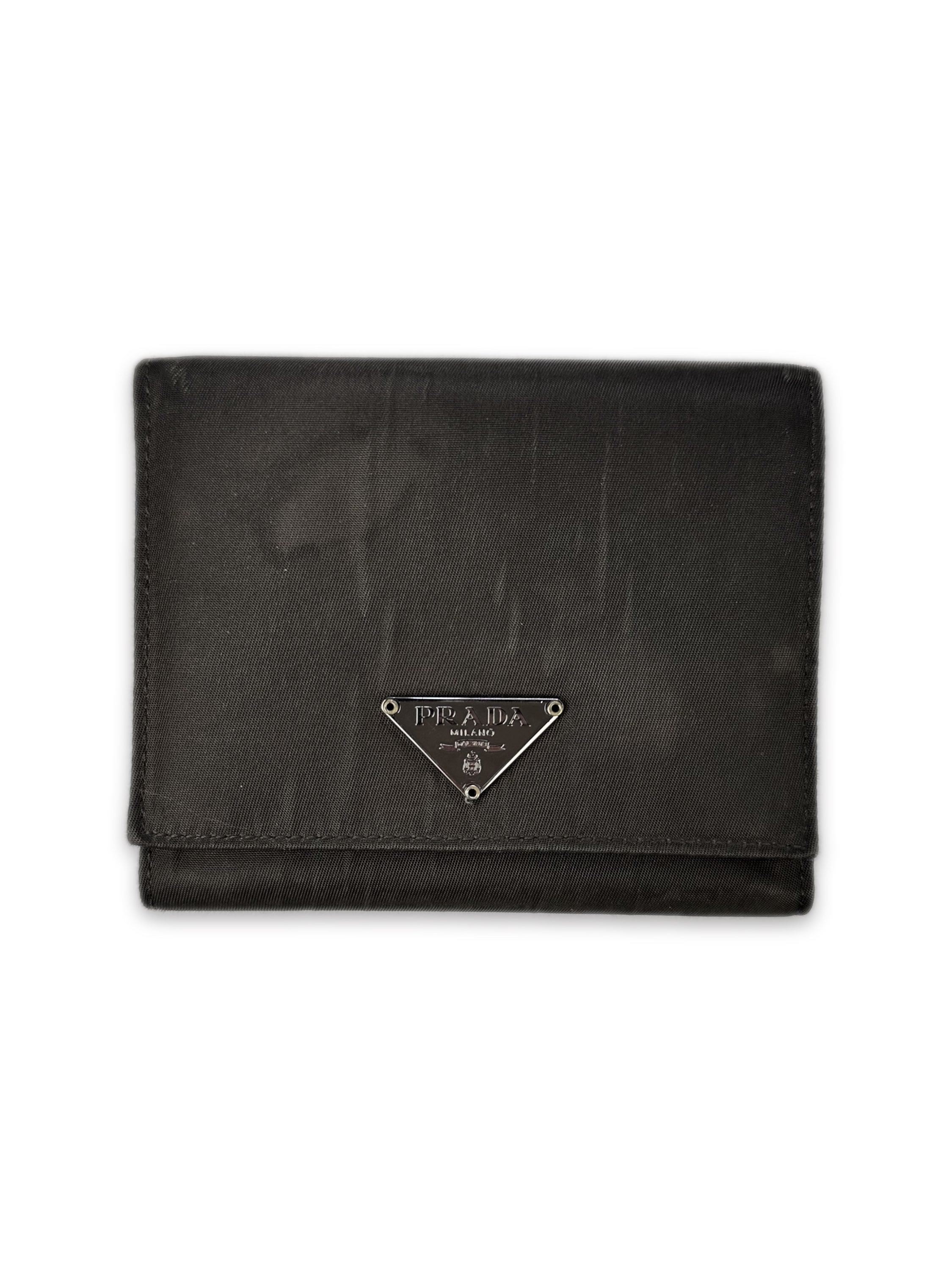Prada Triangle Logo Tonal Trifold Wallet