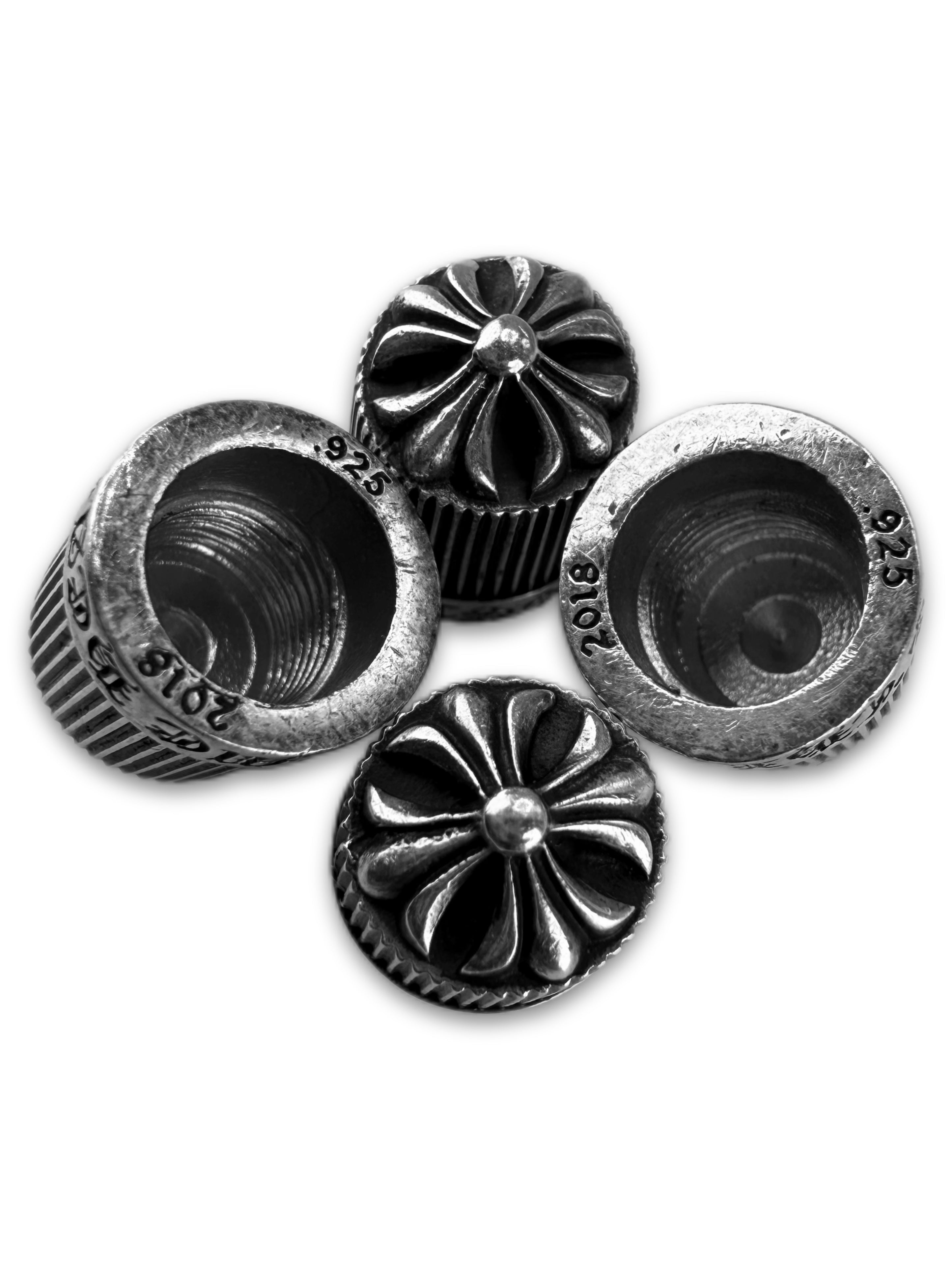 Chrome Hearts .925 Silver Hand Etched Tire Valve Caps