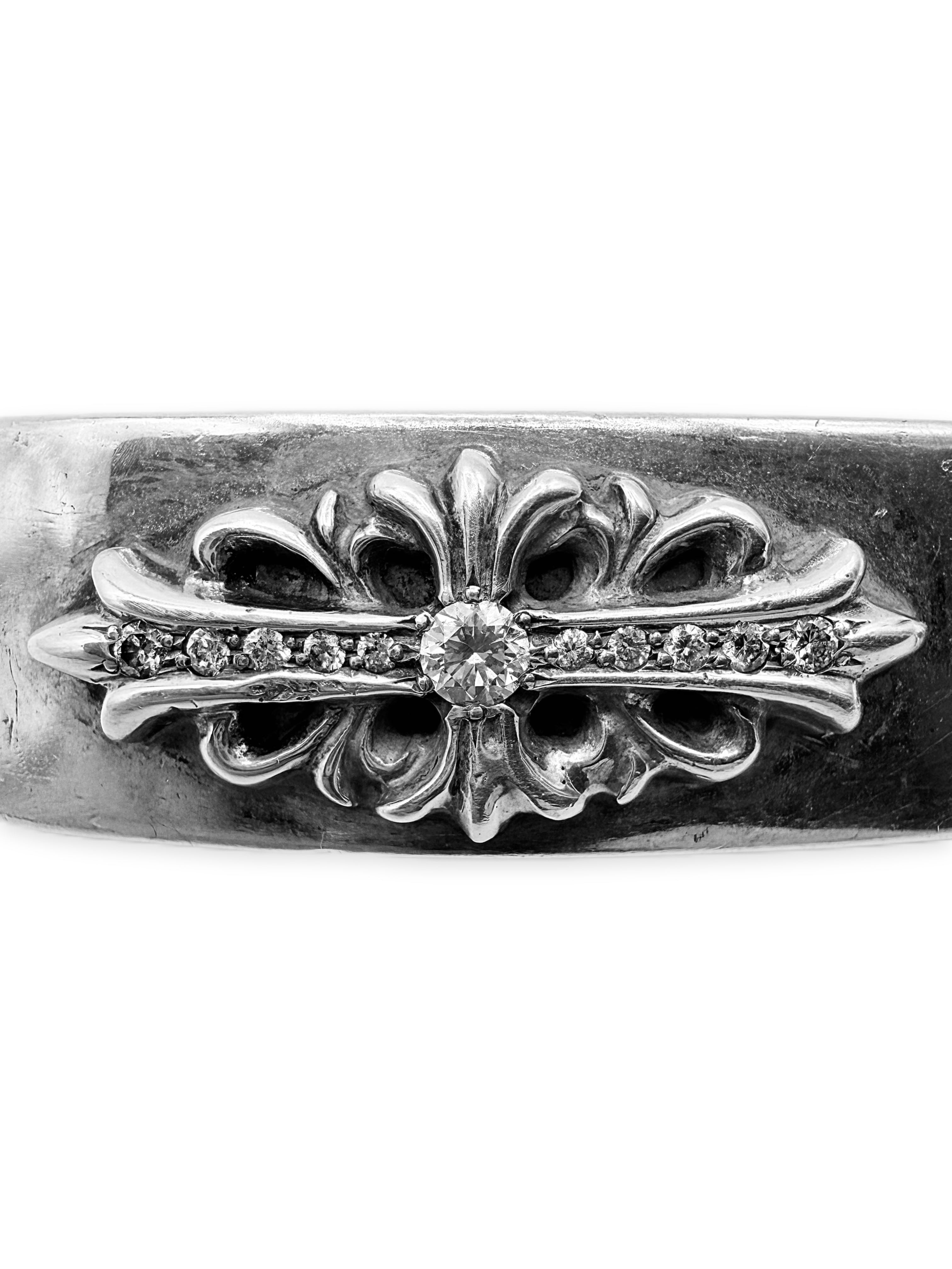 Chrome Hearts Diamond Factory Set ID Cuban Link .925 Silver Bracelet