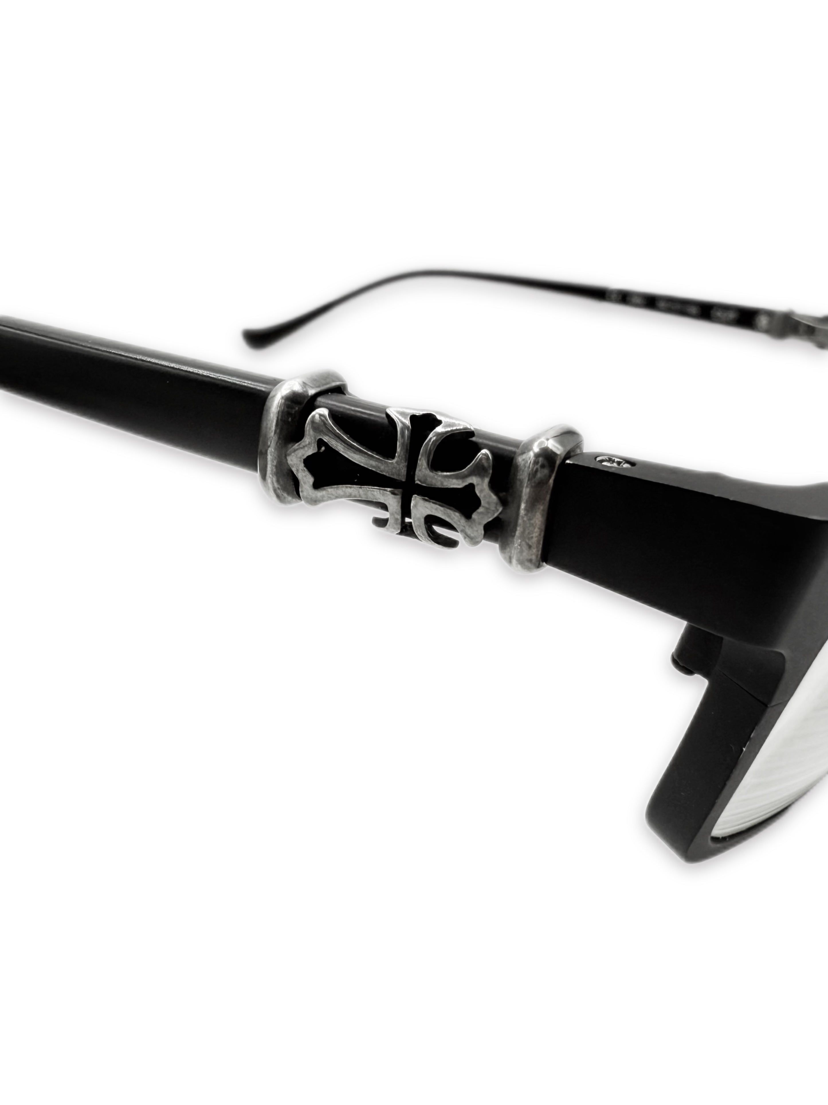 Chrome Hearts ‘Cut’ Cross Rectangle Black Prescription Glasses