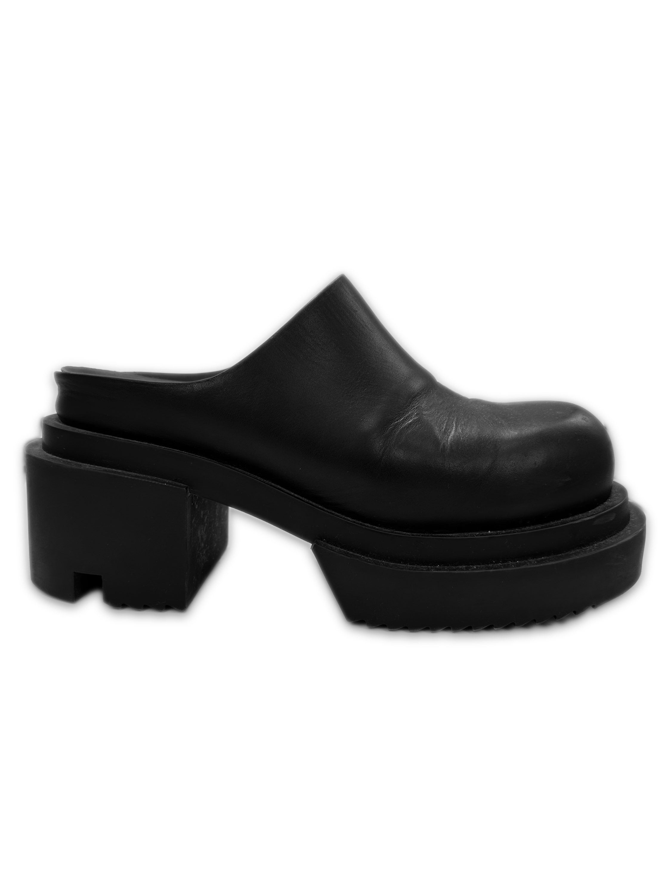 Rick Owens ‘Bogun’ Black Leather Platform Slip-on Loafers