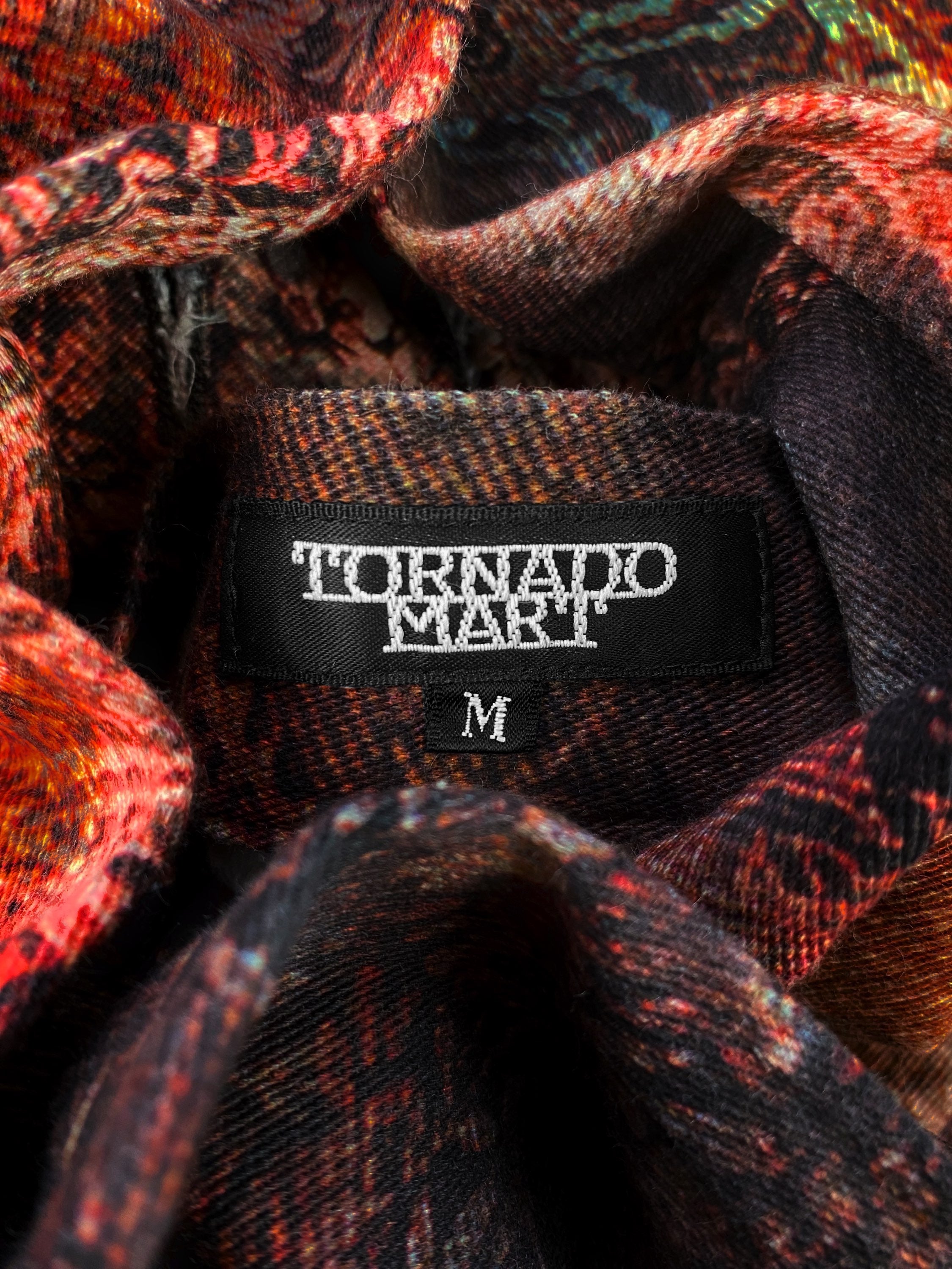 00s Tornado Mart ‘Paisley’ Print Blood Red Flared Denim