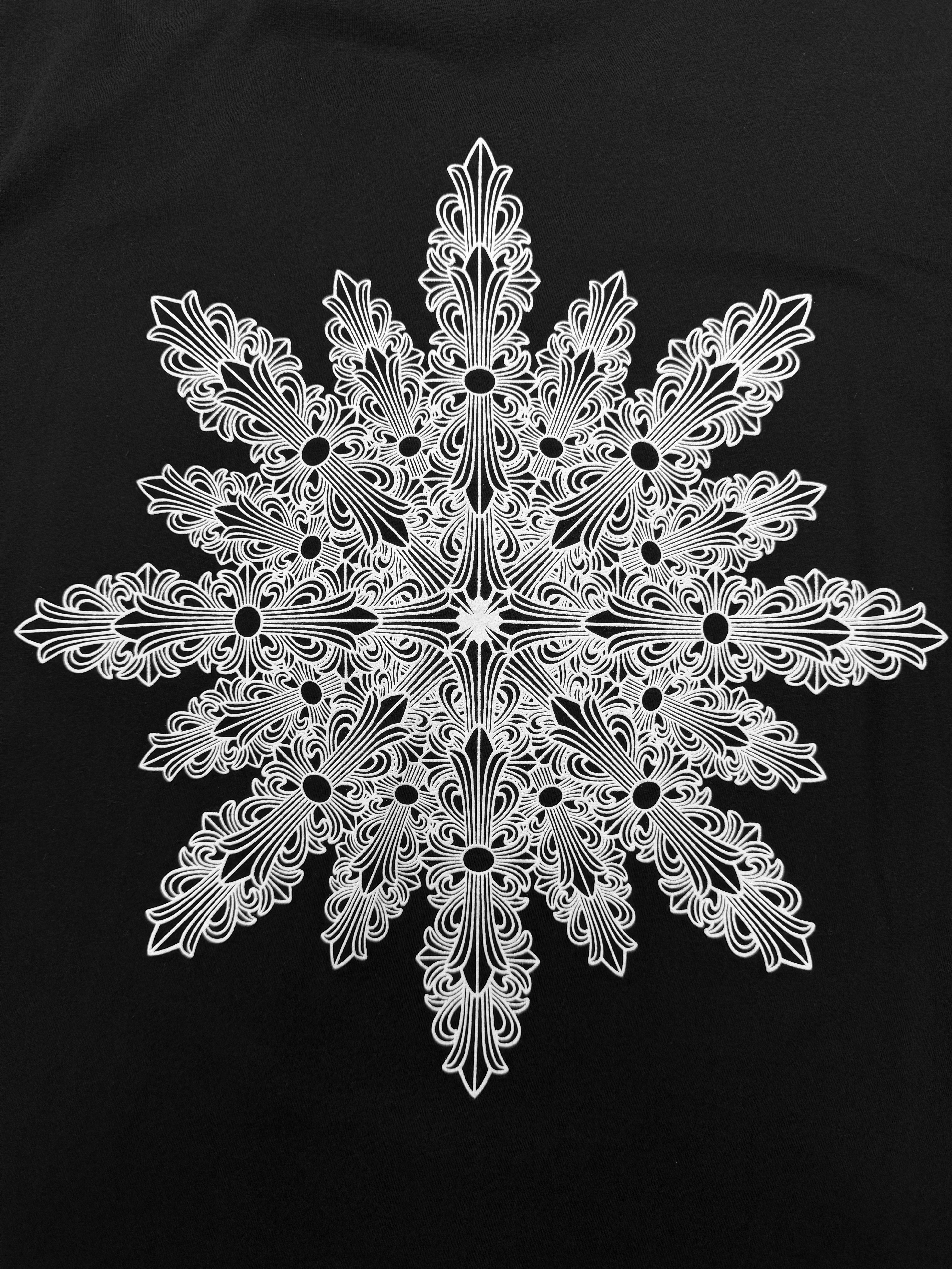 Chrome Hearts Cross Floral Snowflake Black Graphic T-Shirt
