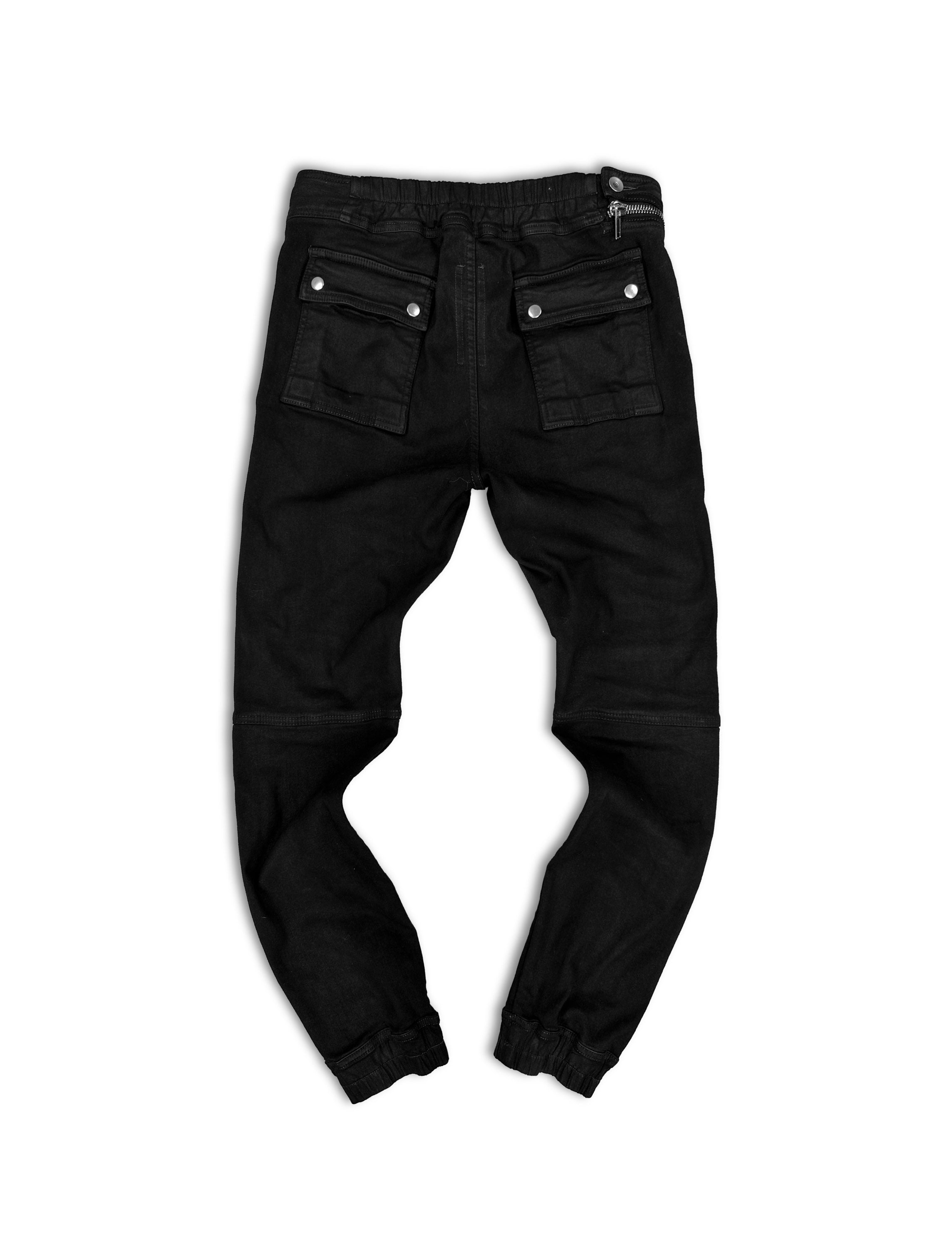 Rick Owens ‘Aircut’ Zippered Black Cuffed Denim Joggers