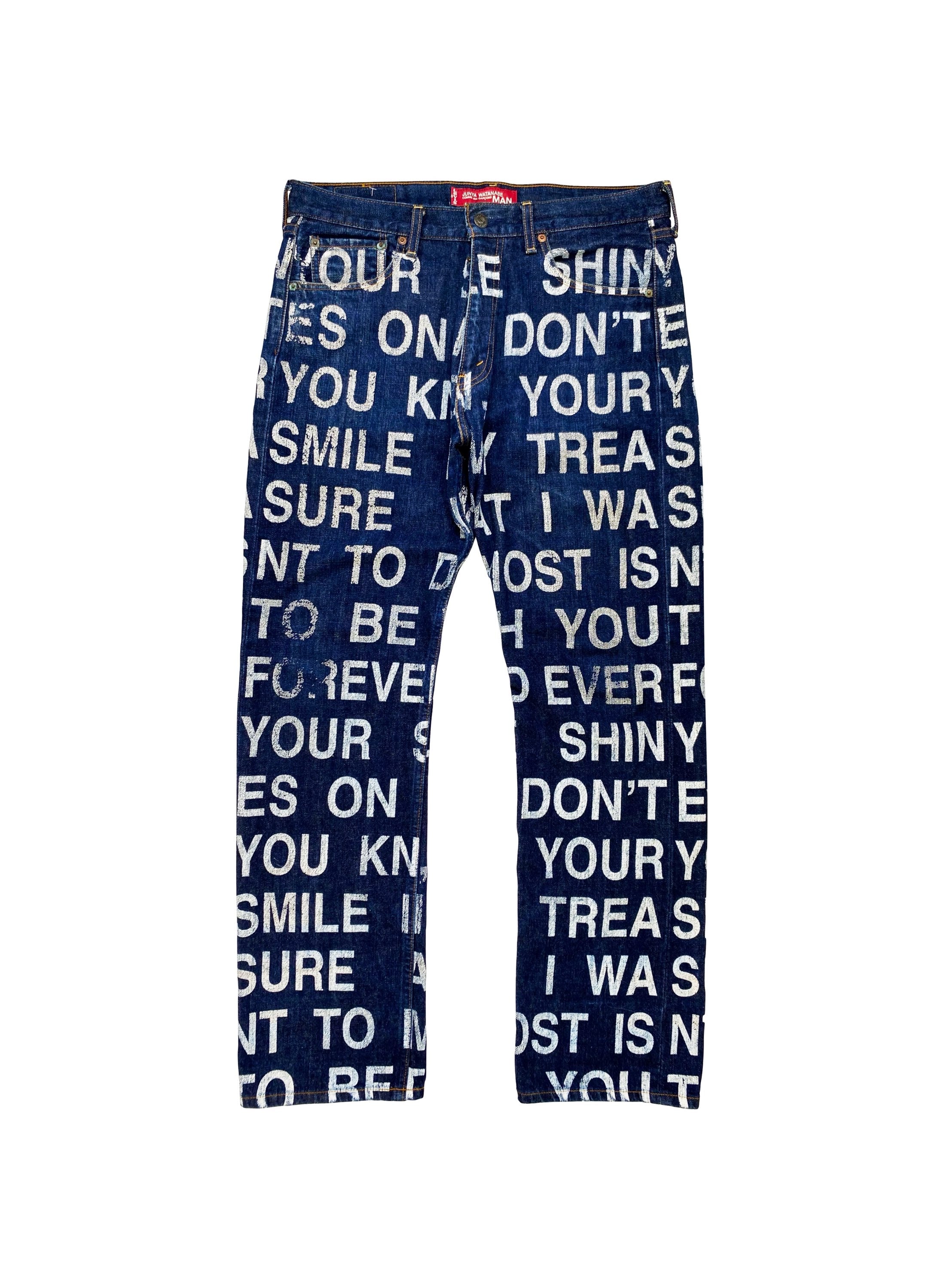 SS02 Junya Watanabe “Forever” Poem Indigo Full Print Denim
