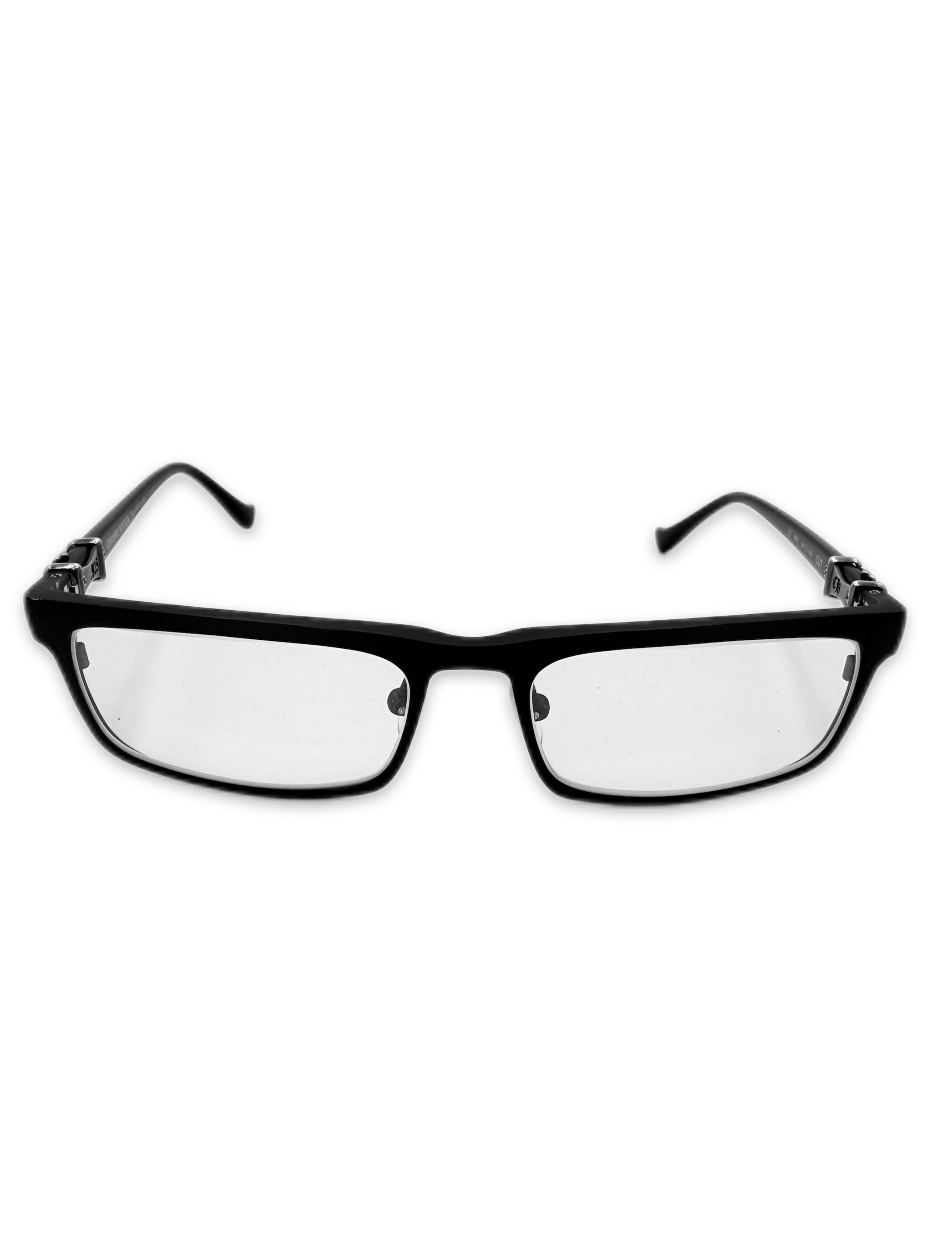 Chrome Hearts ‘Cut’ Cross Rectangle Black Prescription Glasses