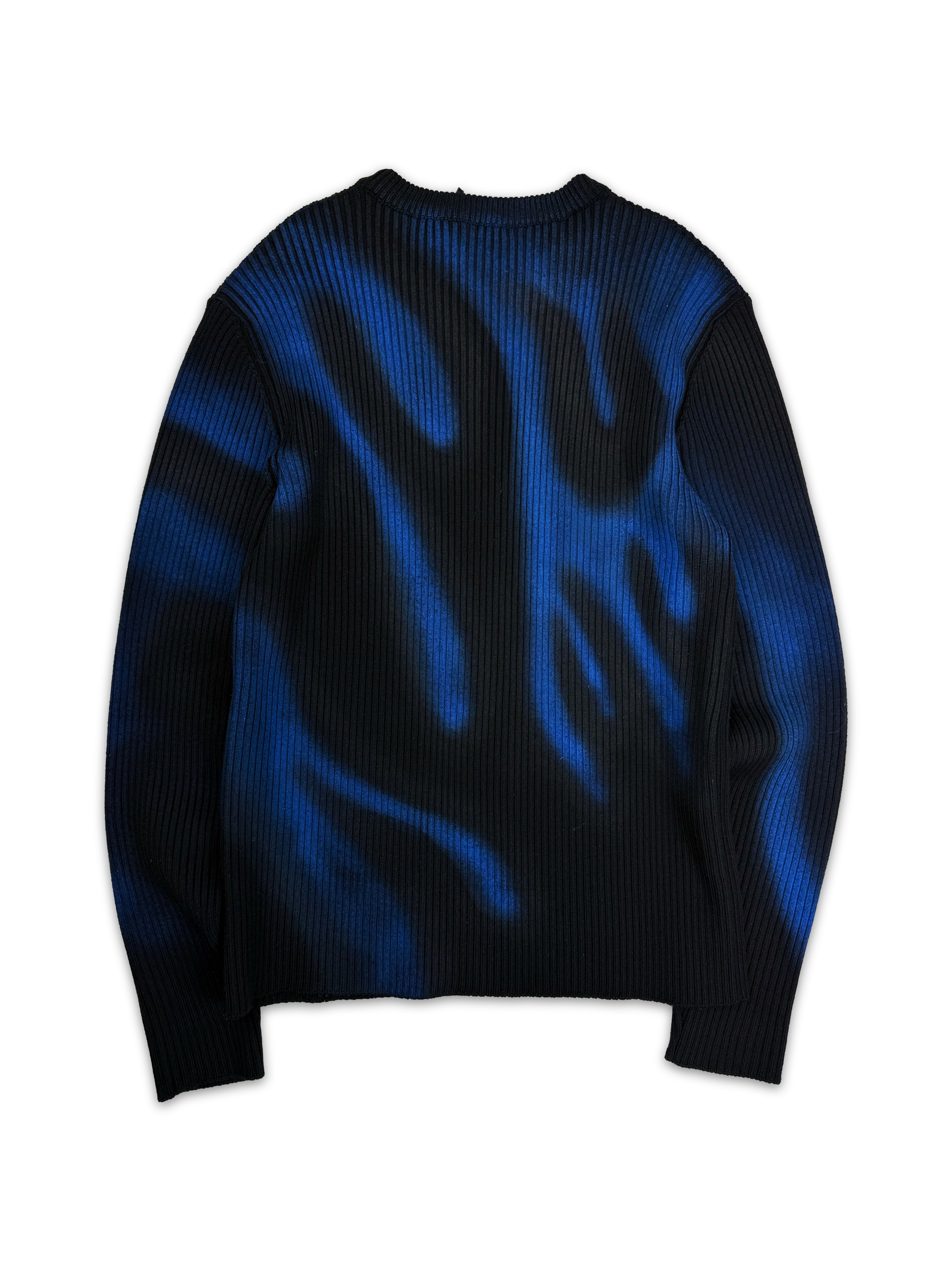 SS19 Balenciaga ‘Flame’ Knitted Blue / Black Heavy Weight Sweater