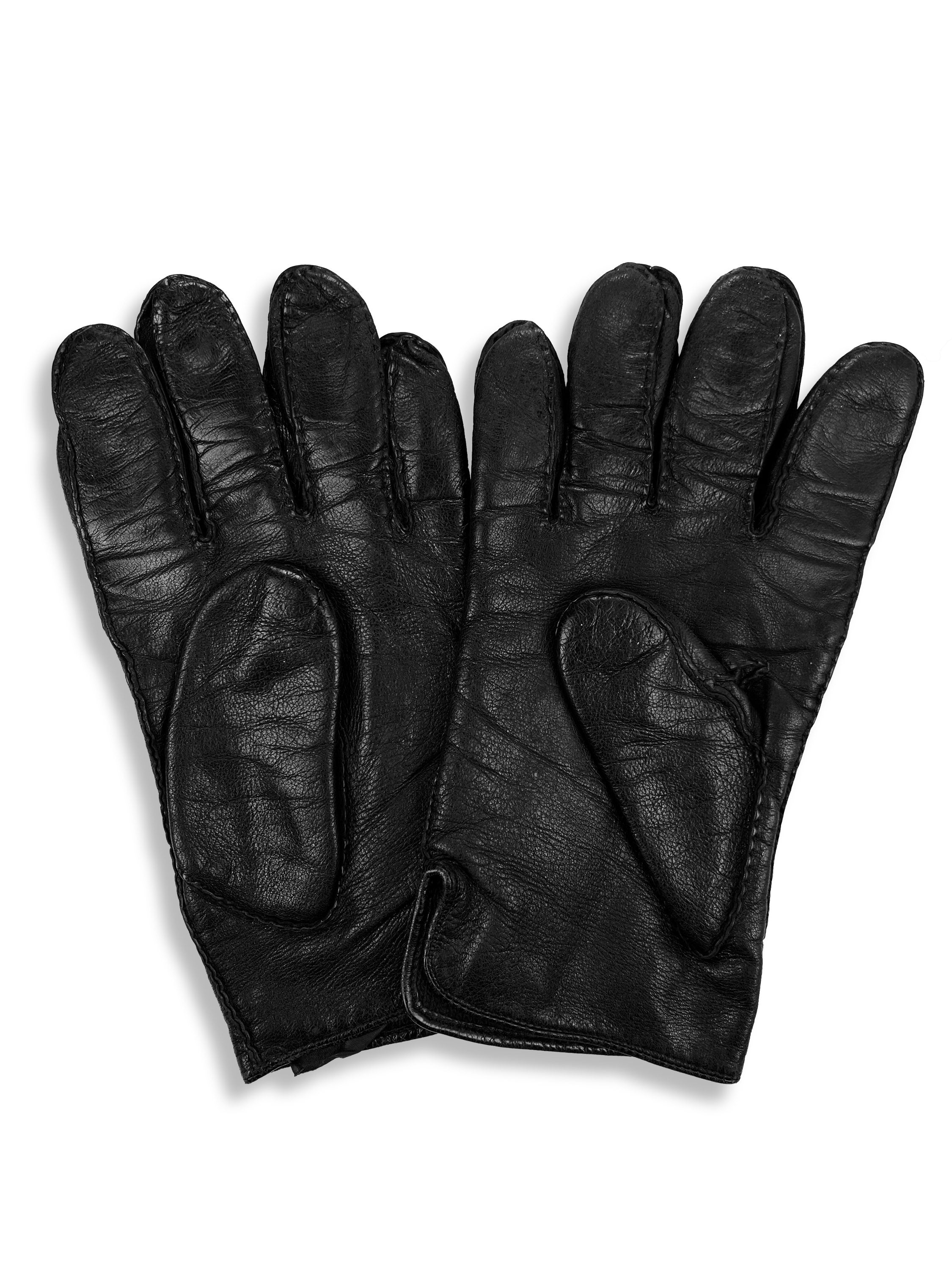 Gucci by Tom Ford Leather Embossed Black Gloves