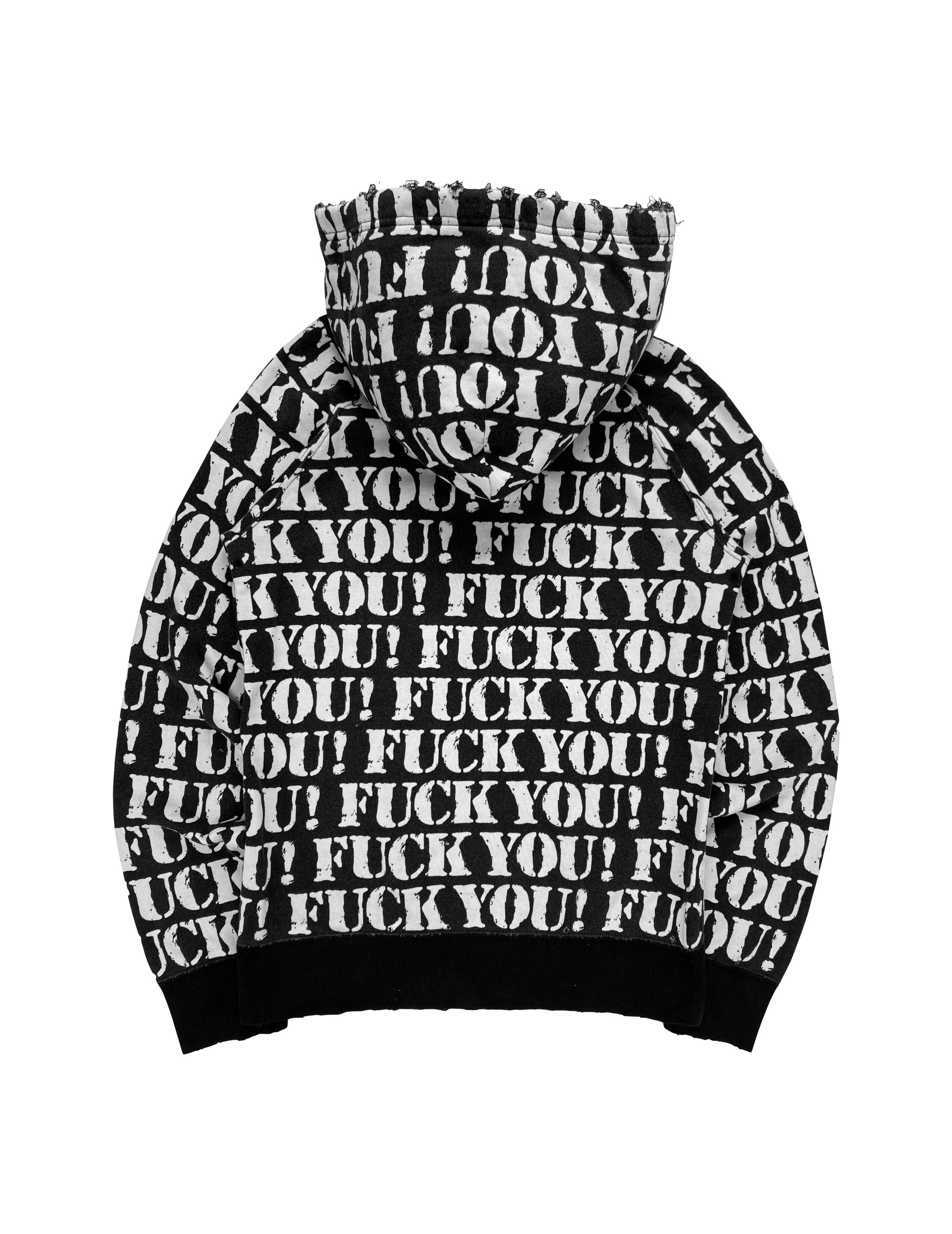 SS06 Number (N)ine ‘Fuck You!’ Full Print Script Hoodie