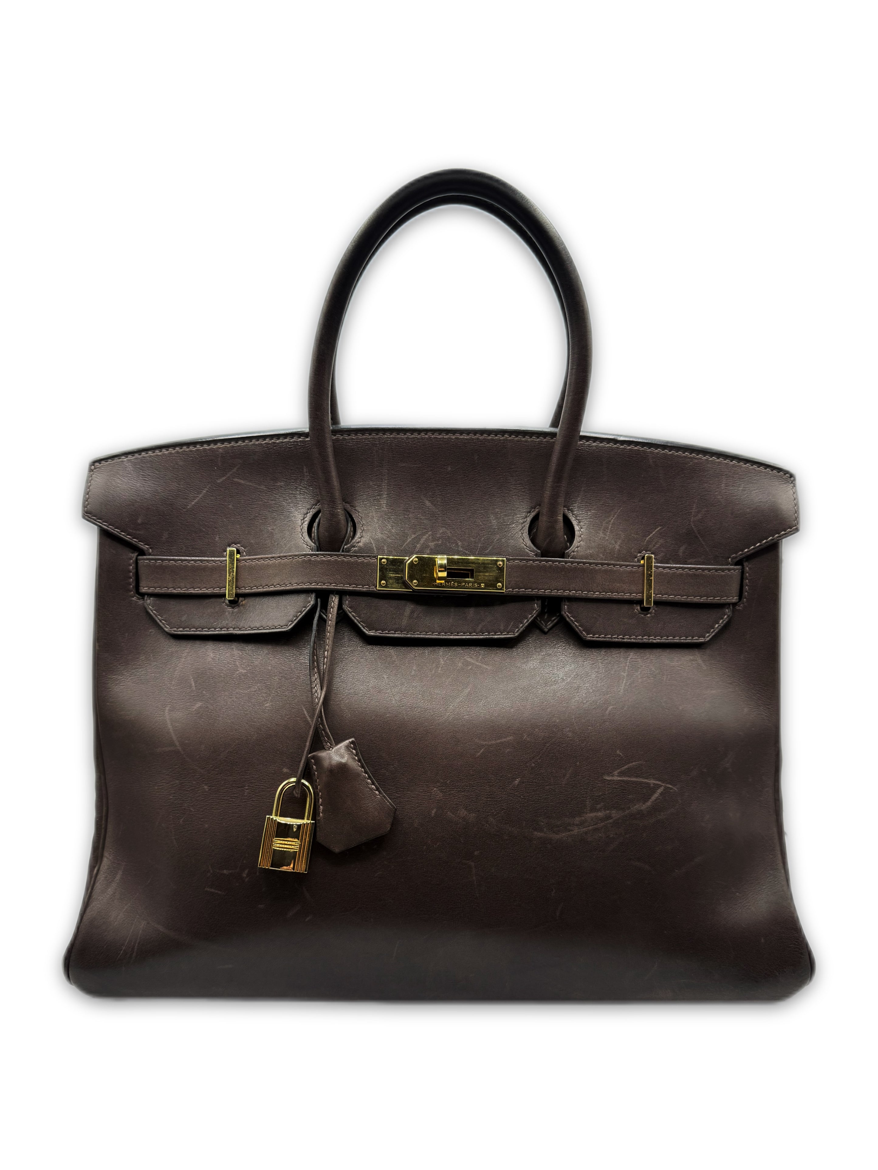 2024 Hermès Birkin 35 Barenia Leather Choclate Brown Hand Bag