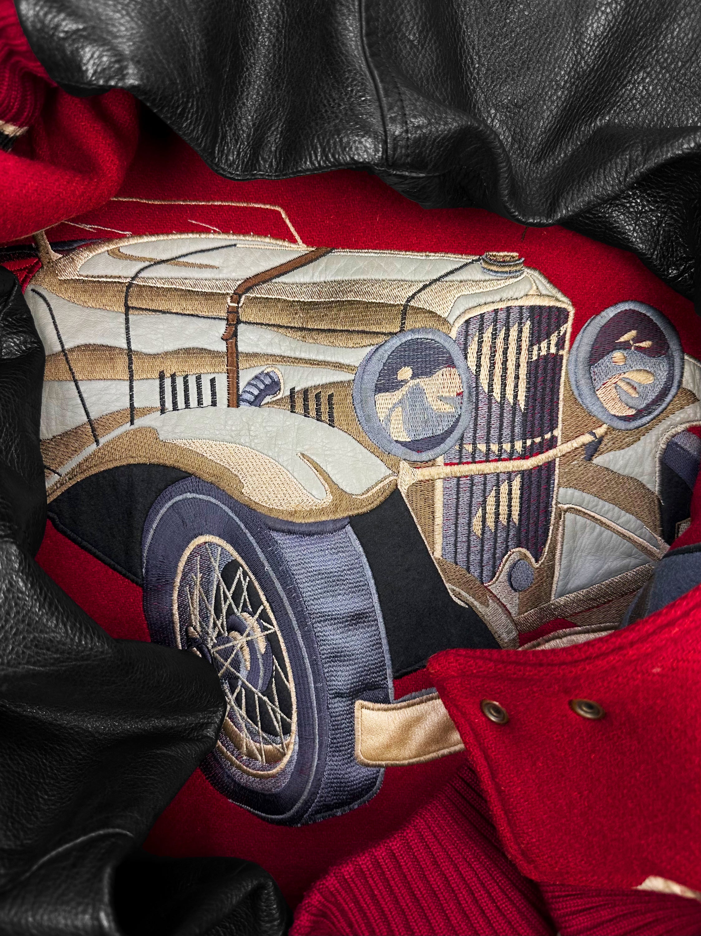 90s Kansai Yamamoto ‘SS100’ Leather Embroidered Varsity Jacket