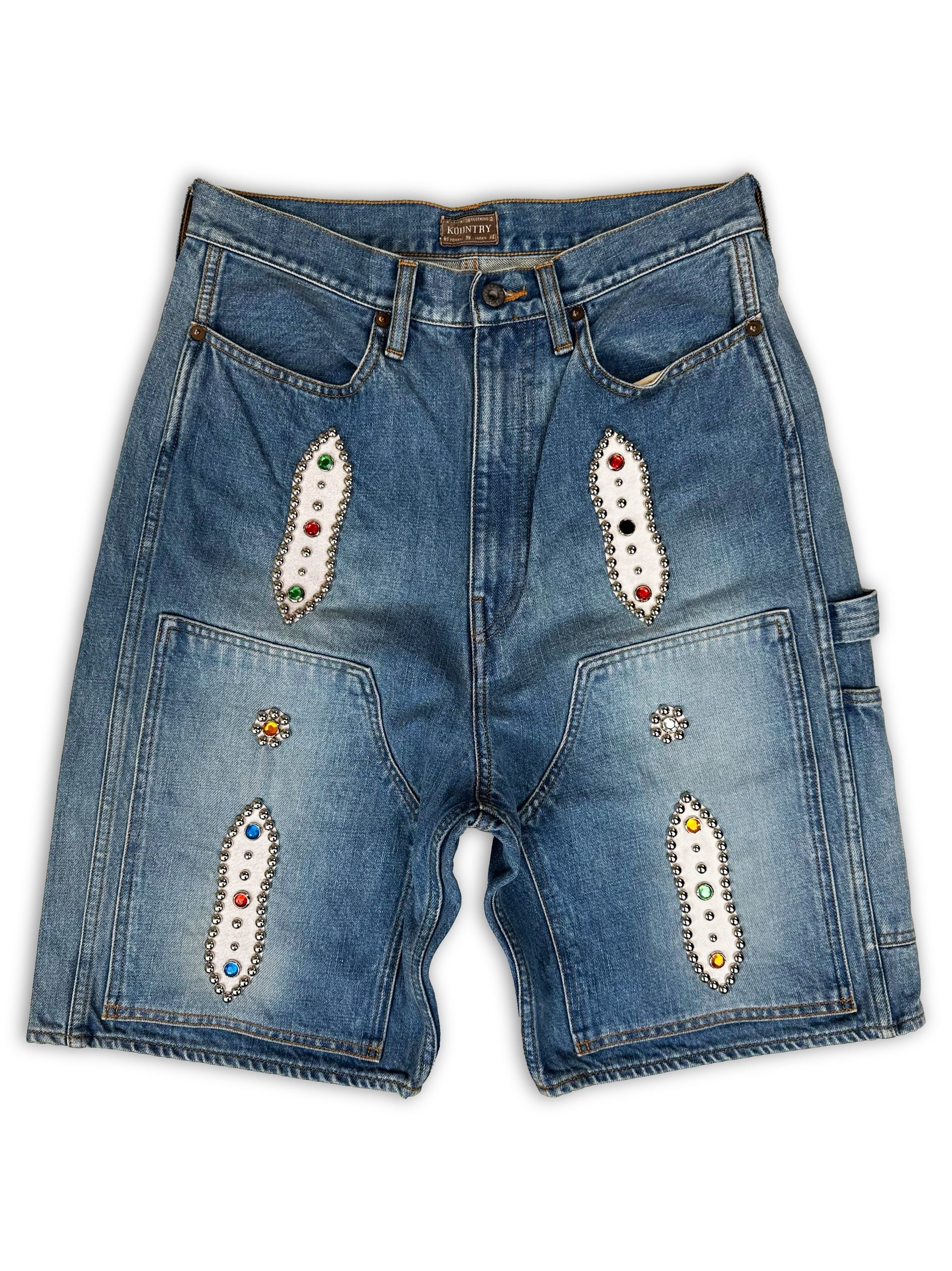 AW24 Kapital ‘Studded’ Carpenter Reinforced Denim Shorts