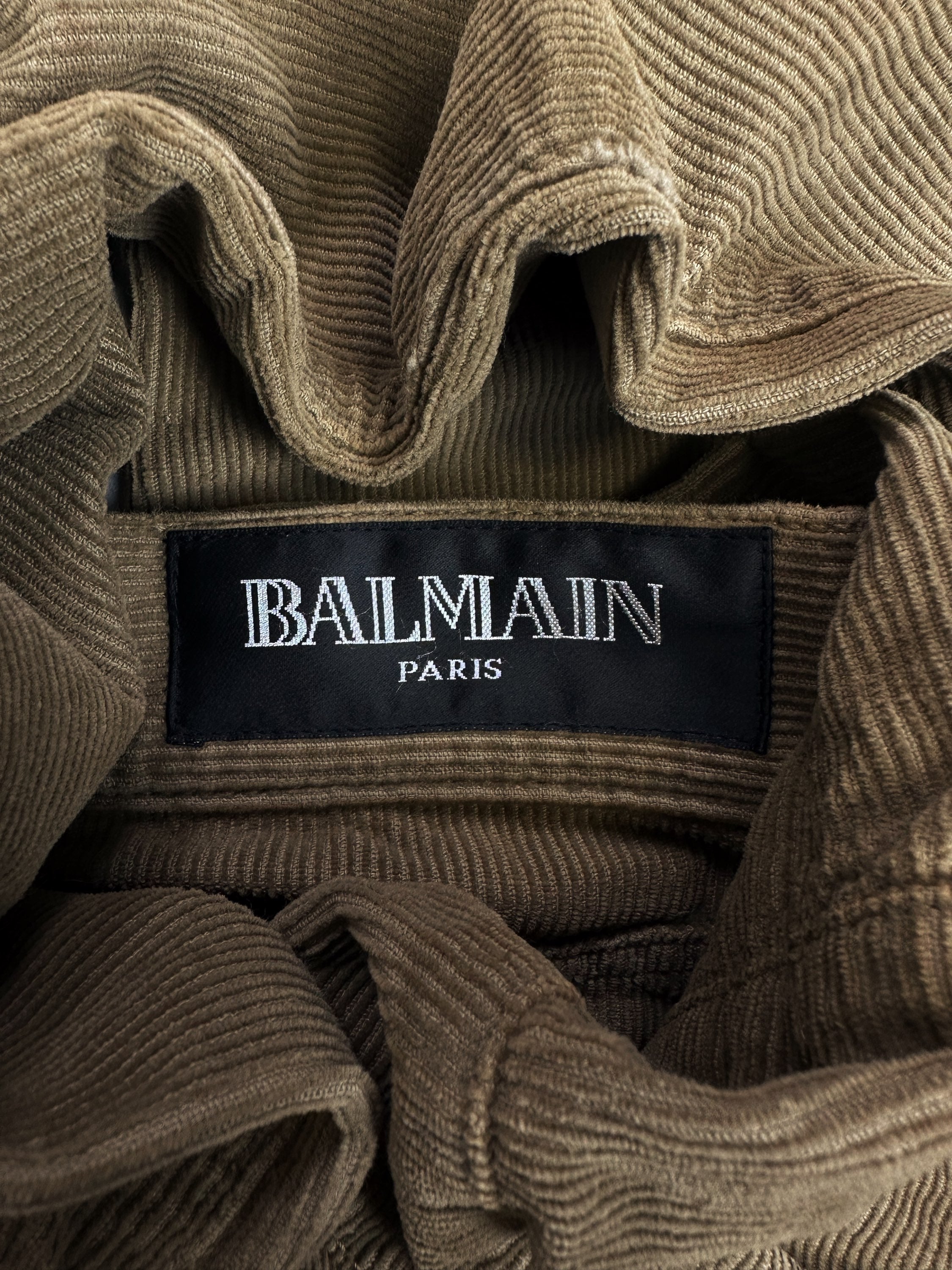 00s Balmain B107 Brown Corduroy Ribbed Biker Pants