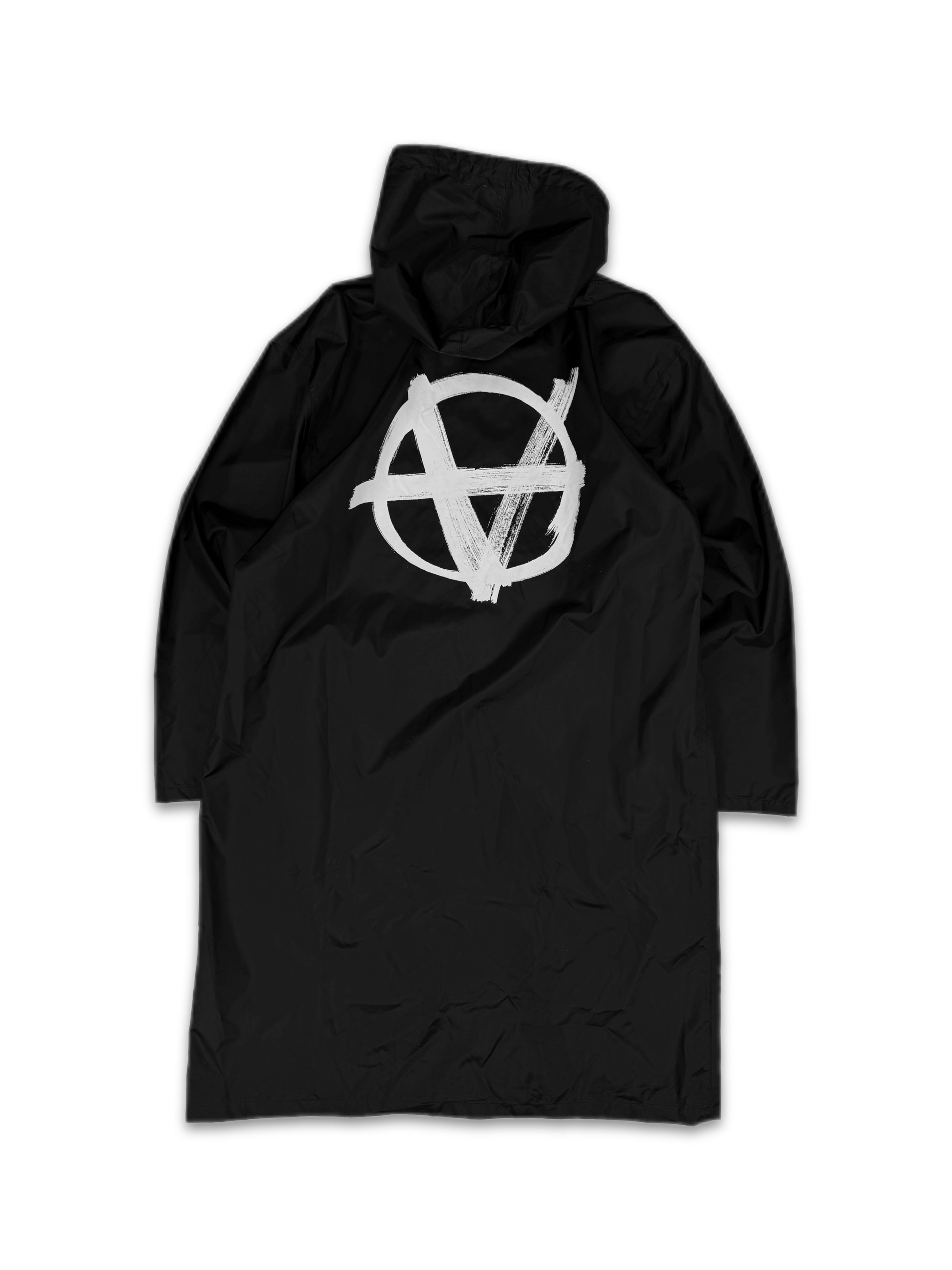 Vetements Anarchy Painted Black Full Length Trench Coat