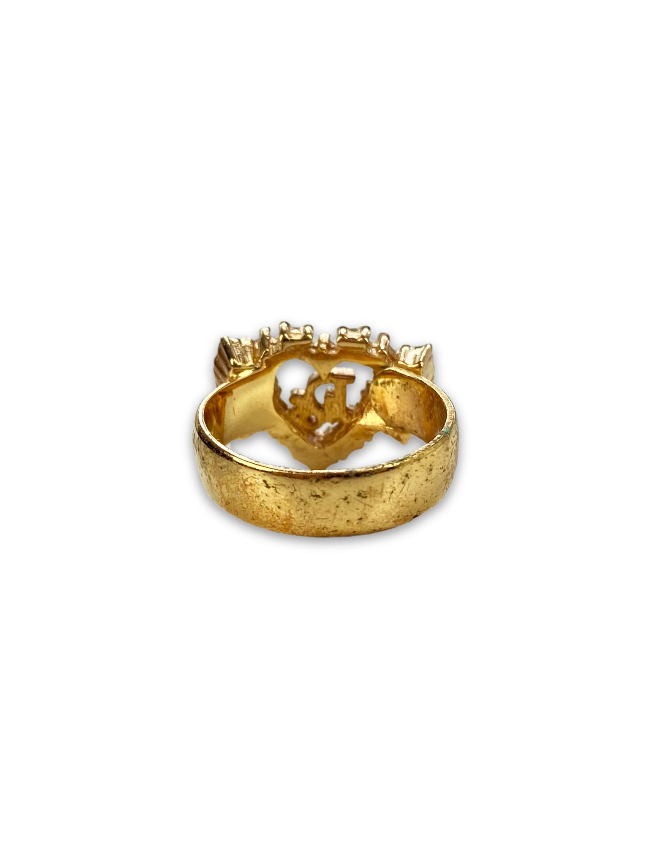 Dior Gold Heart Motif Crystal Ring